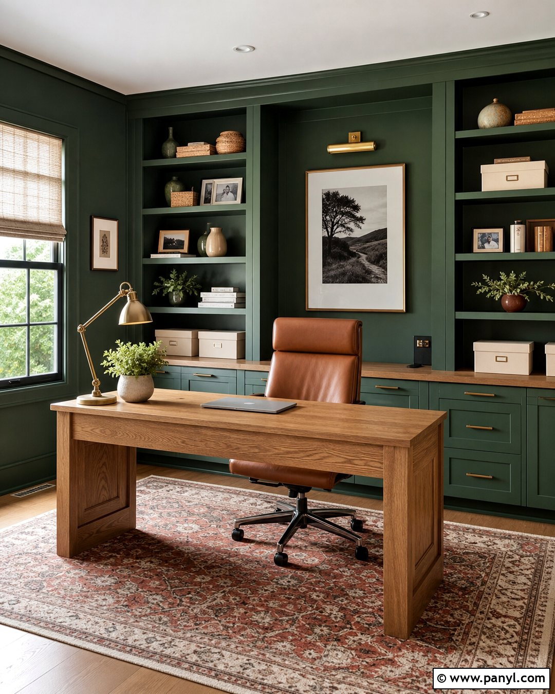 Forest Green Walls In A Home Office - 30 forest green walls