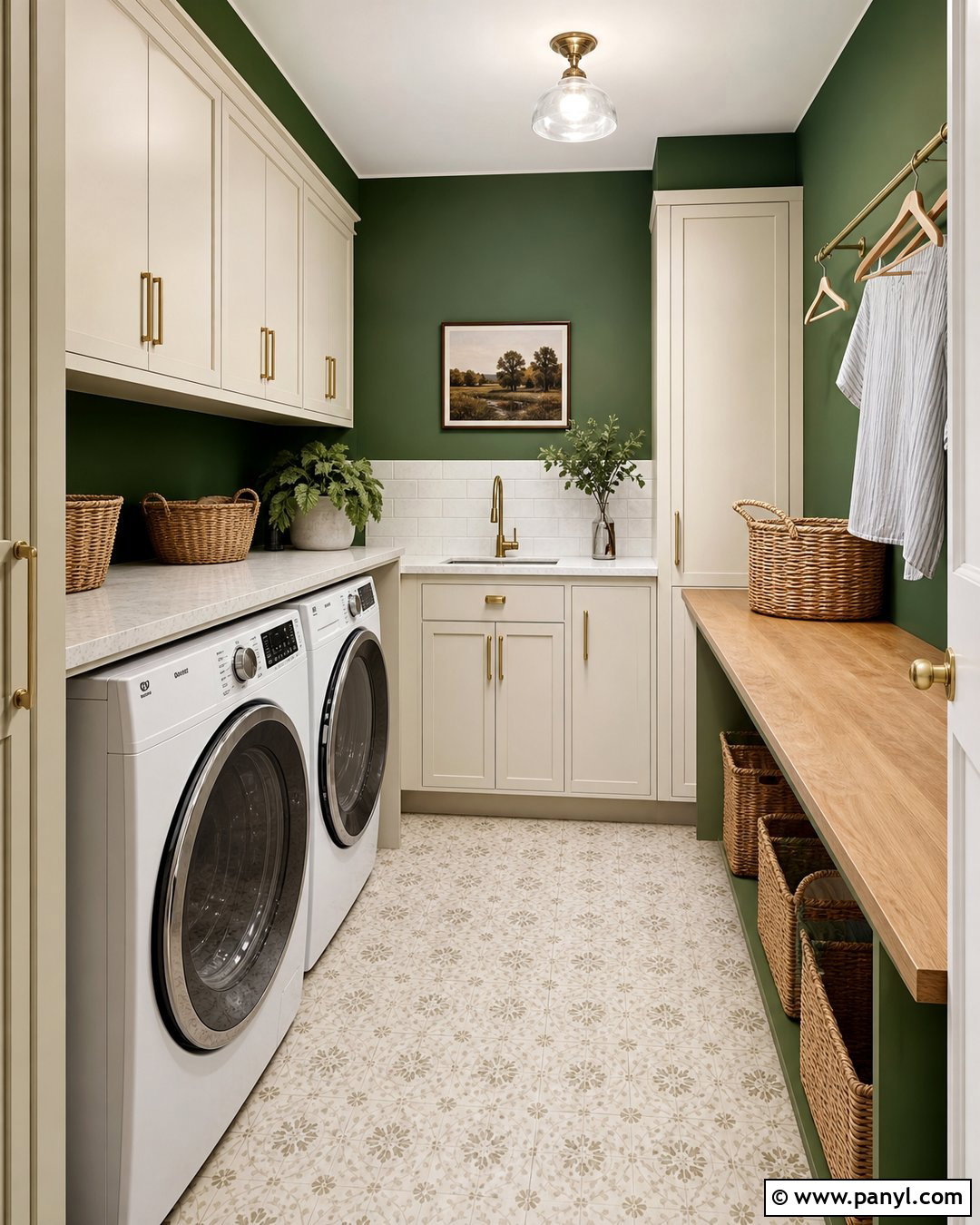 Forest Green Walls In A Laundry Room - 30 forest green walls