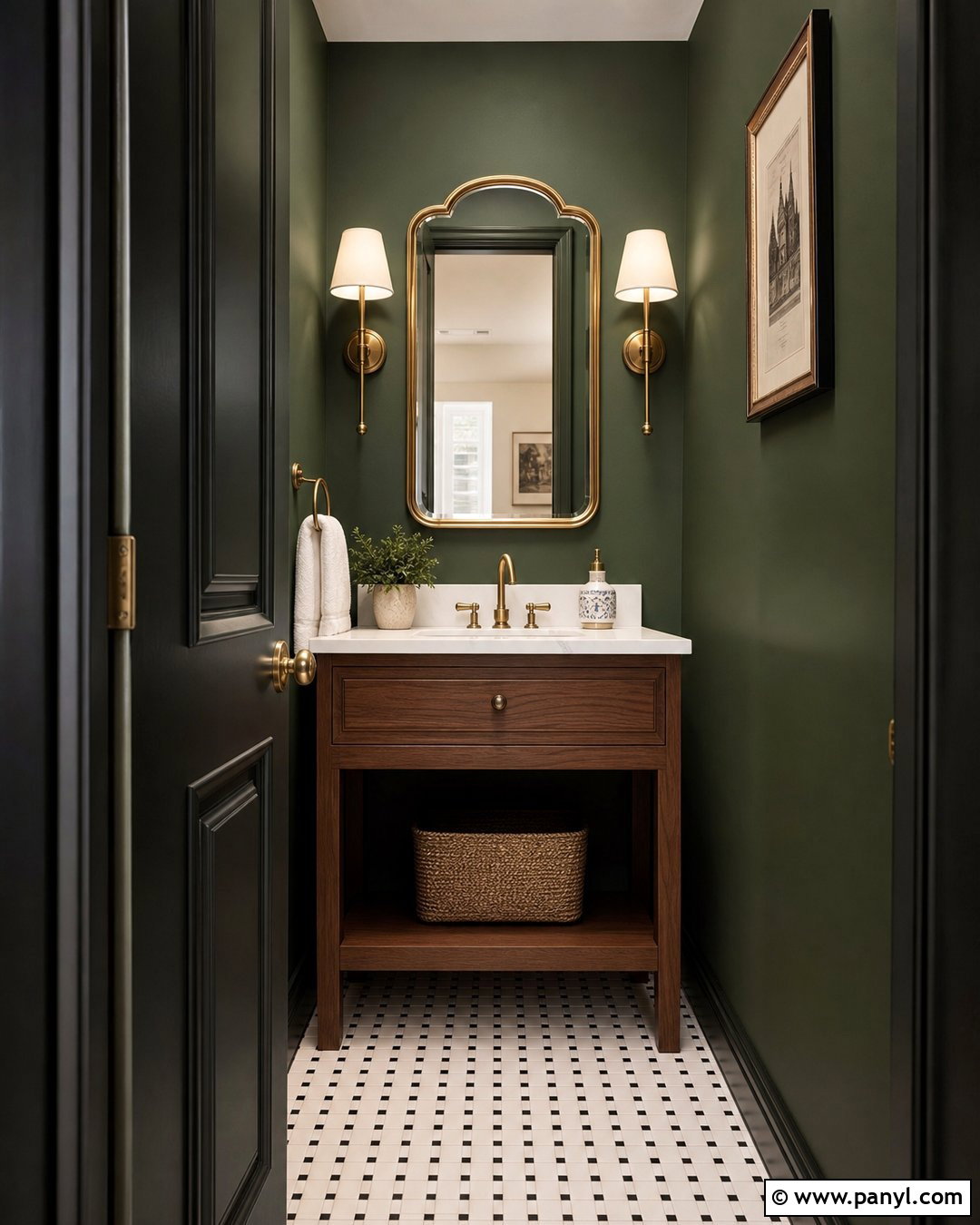 Forest Green Walls In A Powder Room - 30 forest green walls