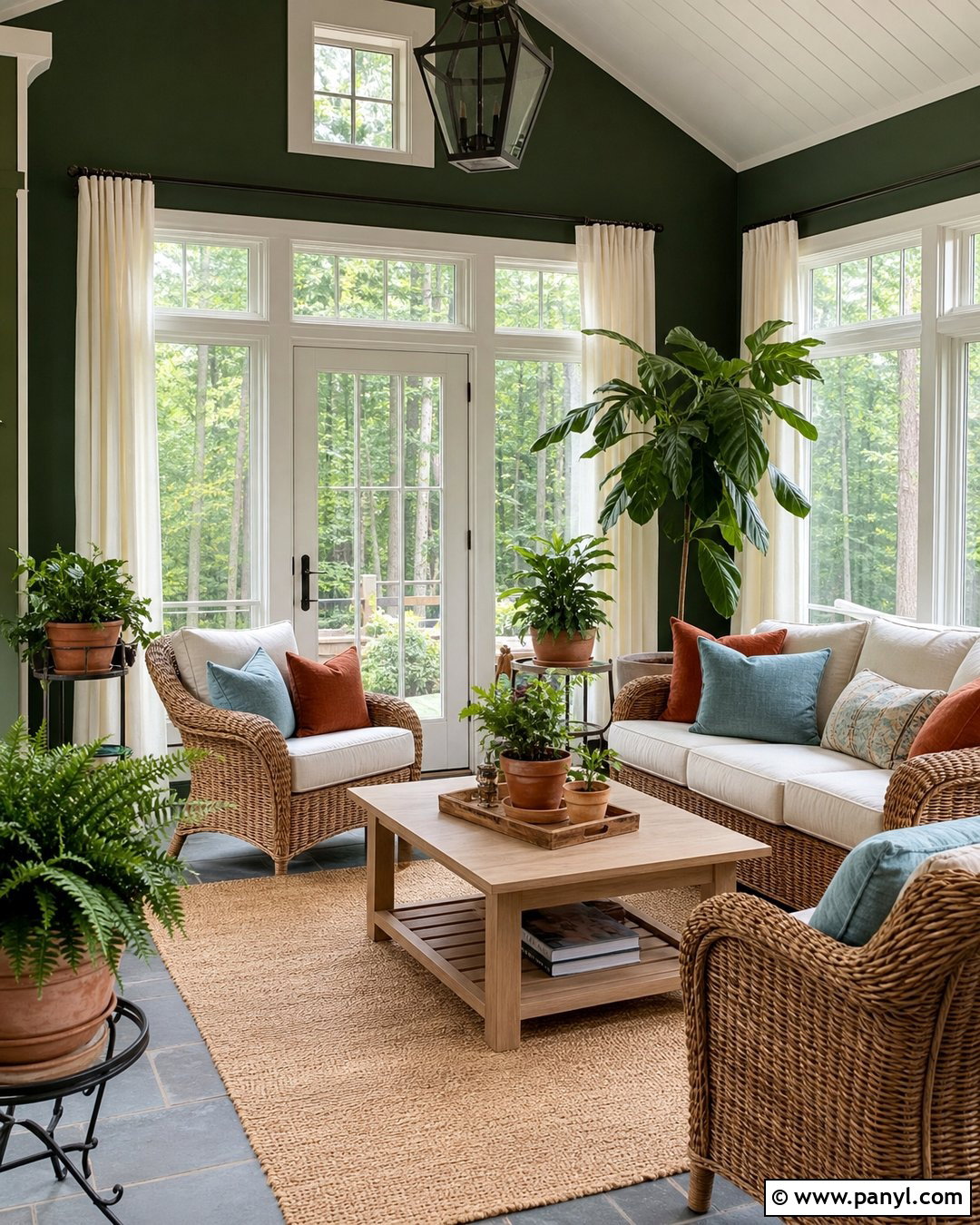Forest Green Walls In A Sunroom - 30 forest green walls