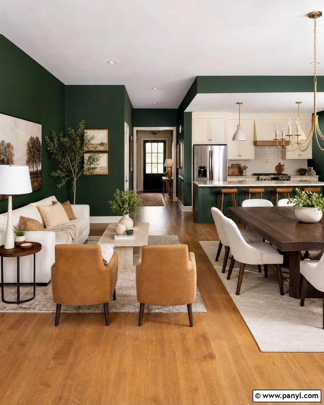 Forest Green Walls In An Open Floor Plan - 30 forest green walls