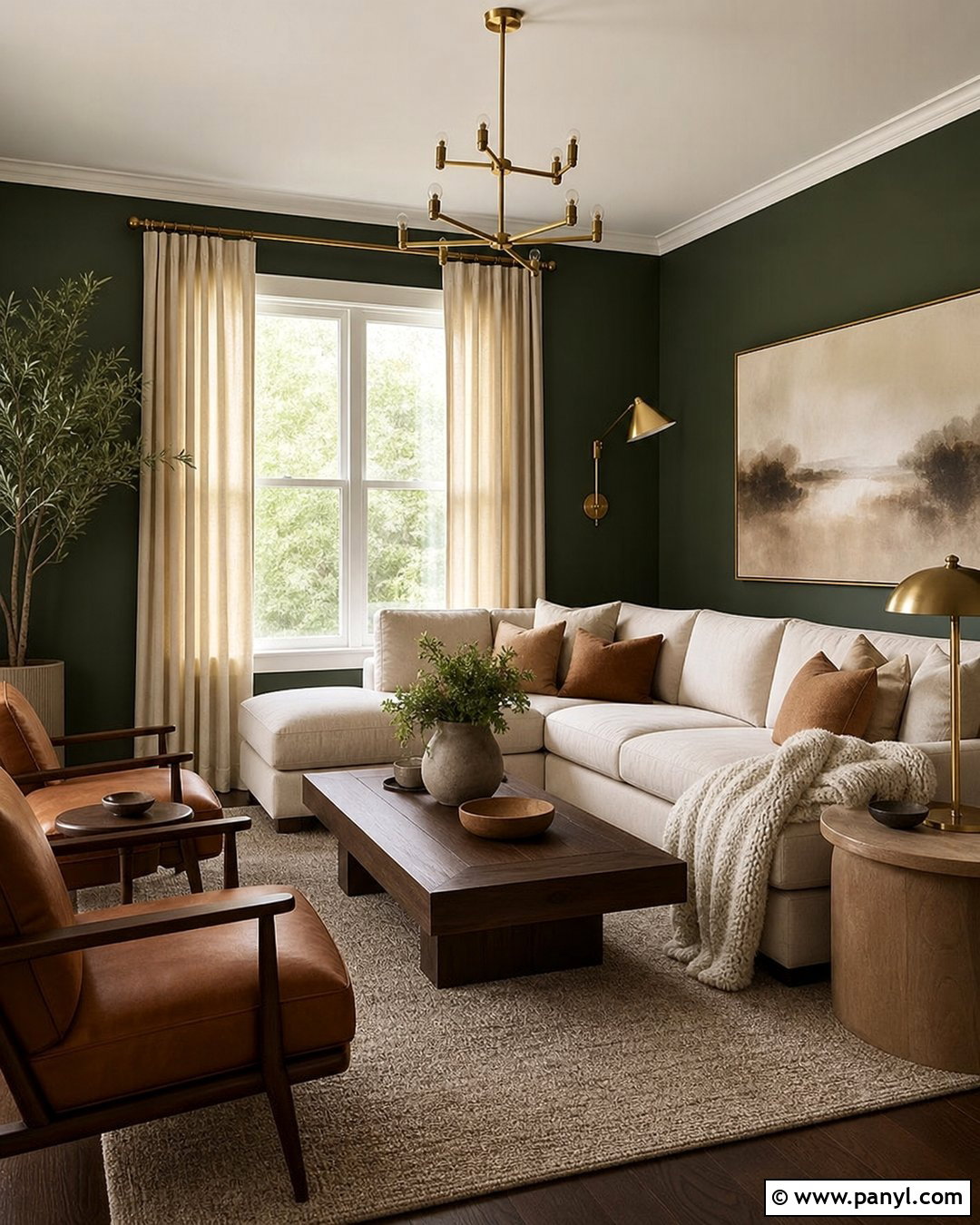 Forest Green Walls With Beige Textiles - 20 How To Decorate A Room With Green Walls