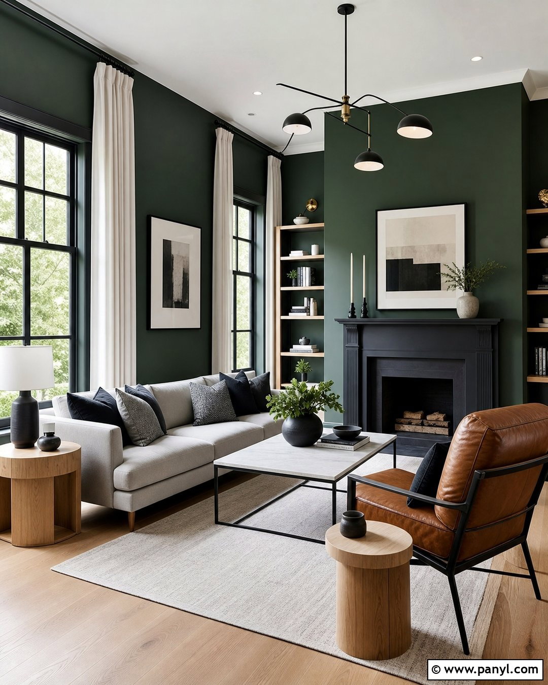 Forest Green Walls With Black Accents - 25 Forest Green Wall Color Ideas