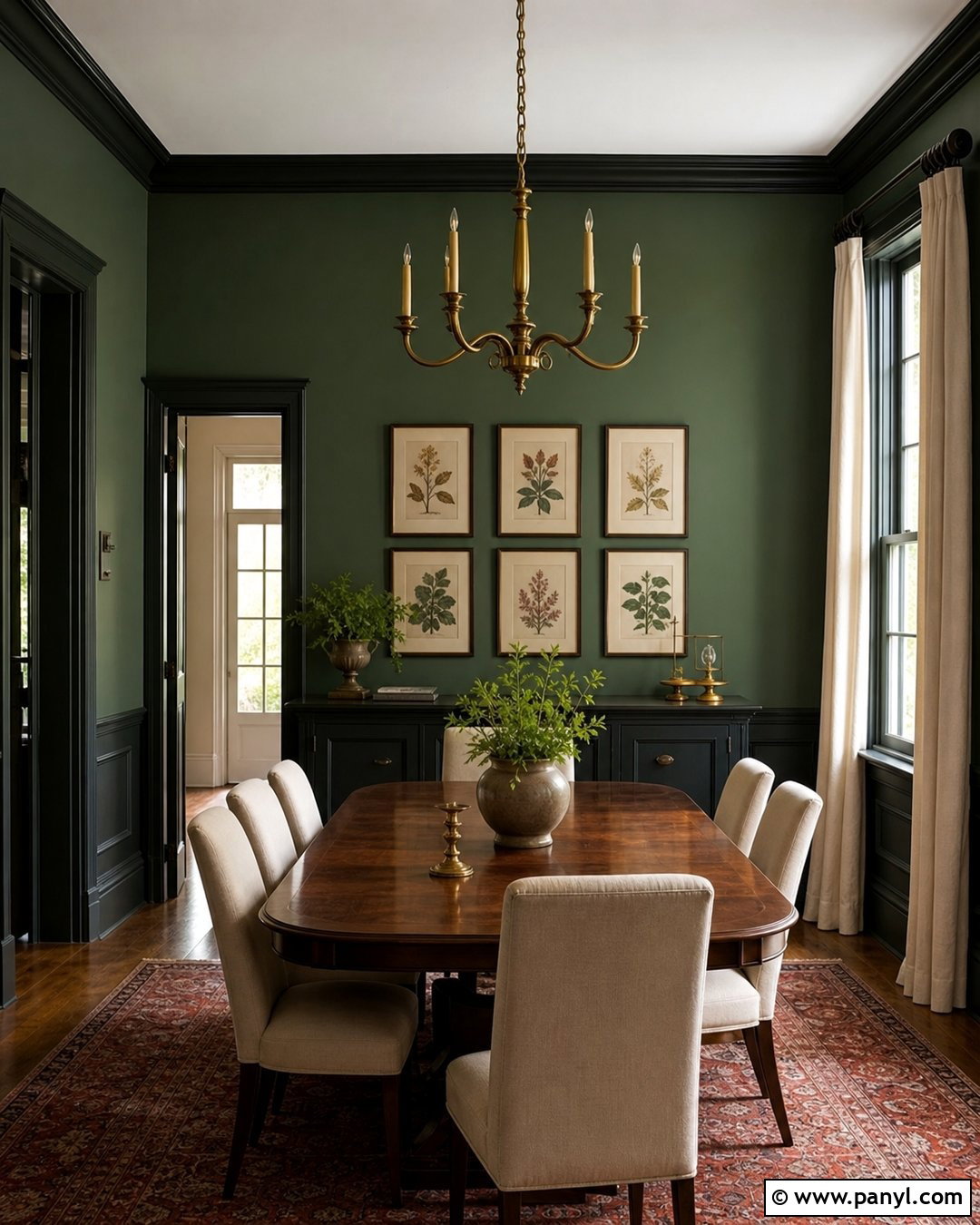 Forest Green Walls With Dark Green Trim - 25 Painted Baseboards And Trim Wall Colors