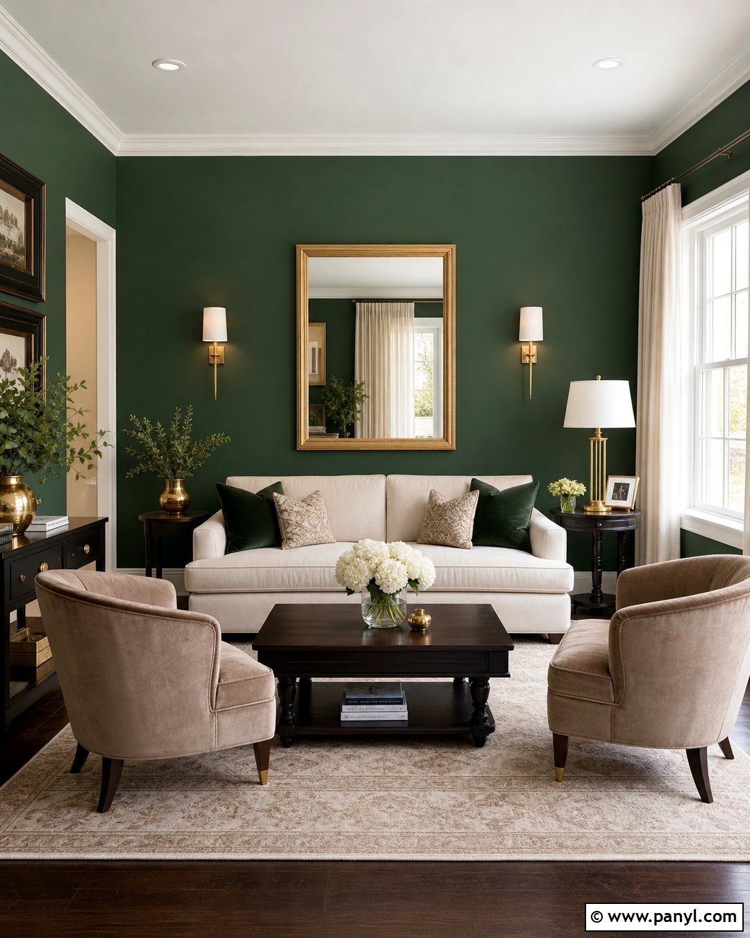 Forest Green Walls With Gold Decor - 25 Forest Green Wall Color Ideas