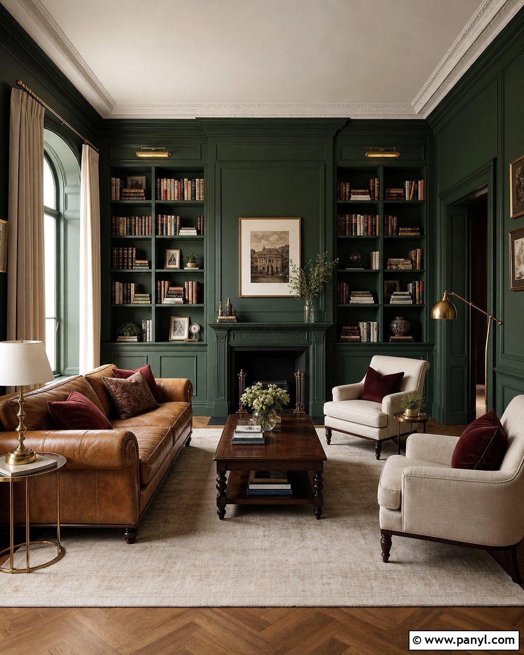 Forest Green Walls With Herringbone Oak Floors - 25 Wall Floor Color Combination Ideas