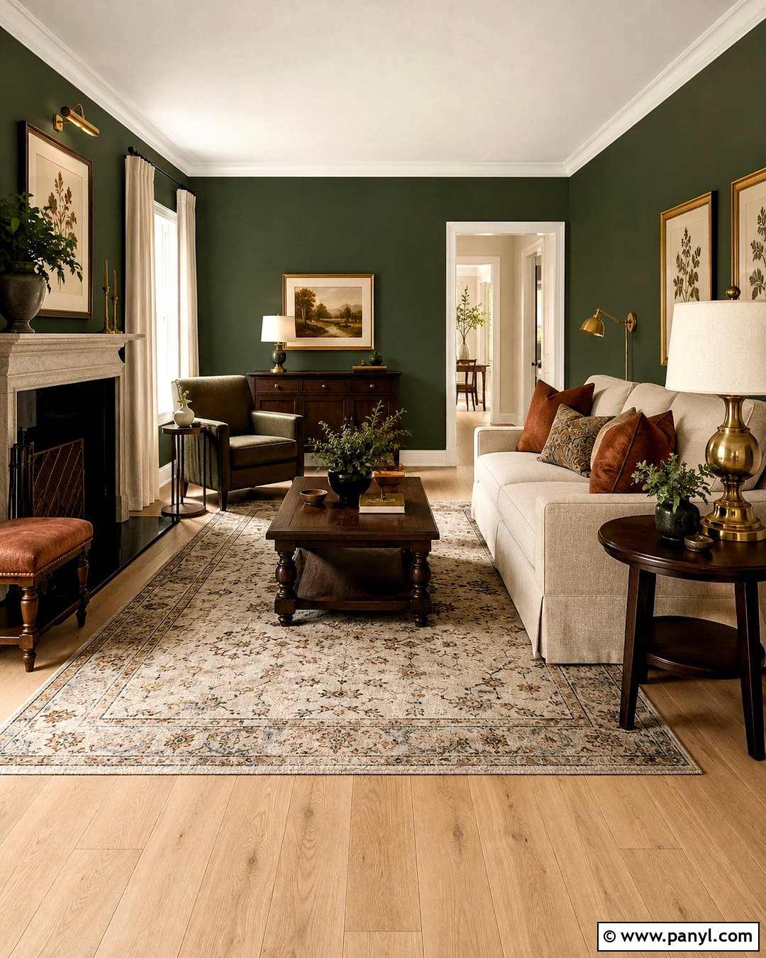 Forest Green Walls With Light Maple Floors - 20 Wood Floor Wall Color Ideas