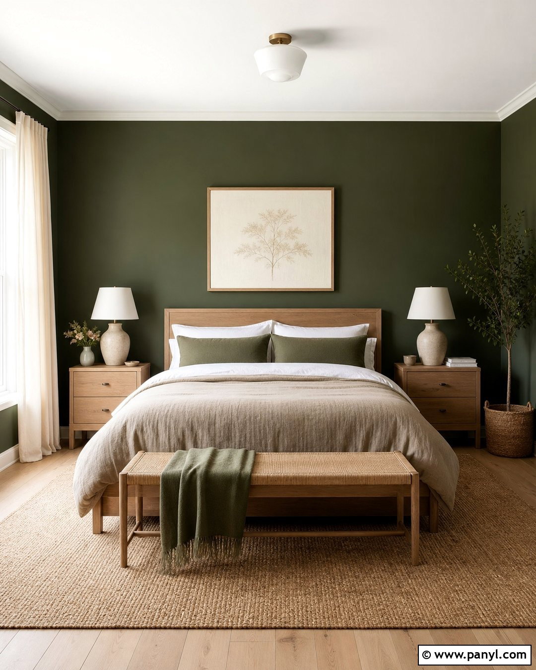Forest Green Walls With Light Wood Furniture - 30 forest green walls