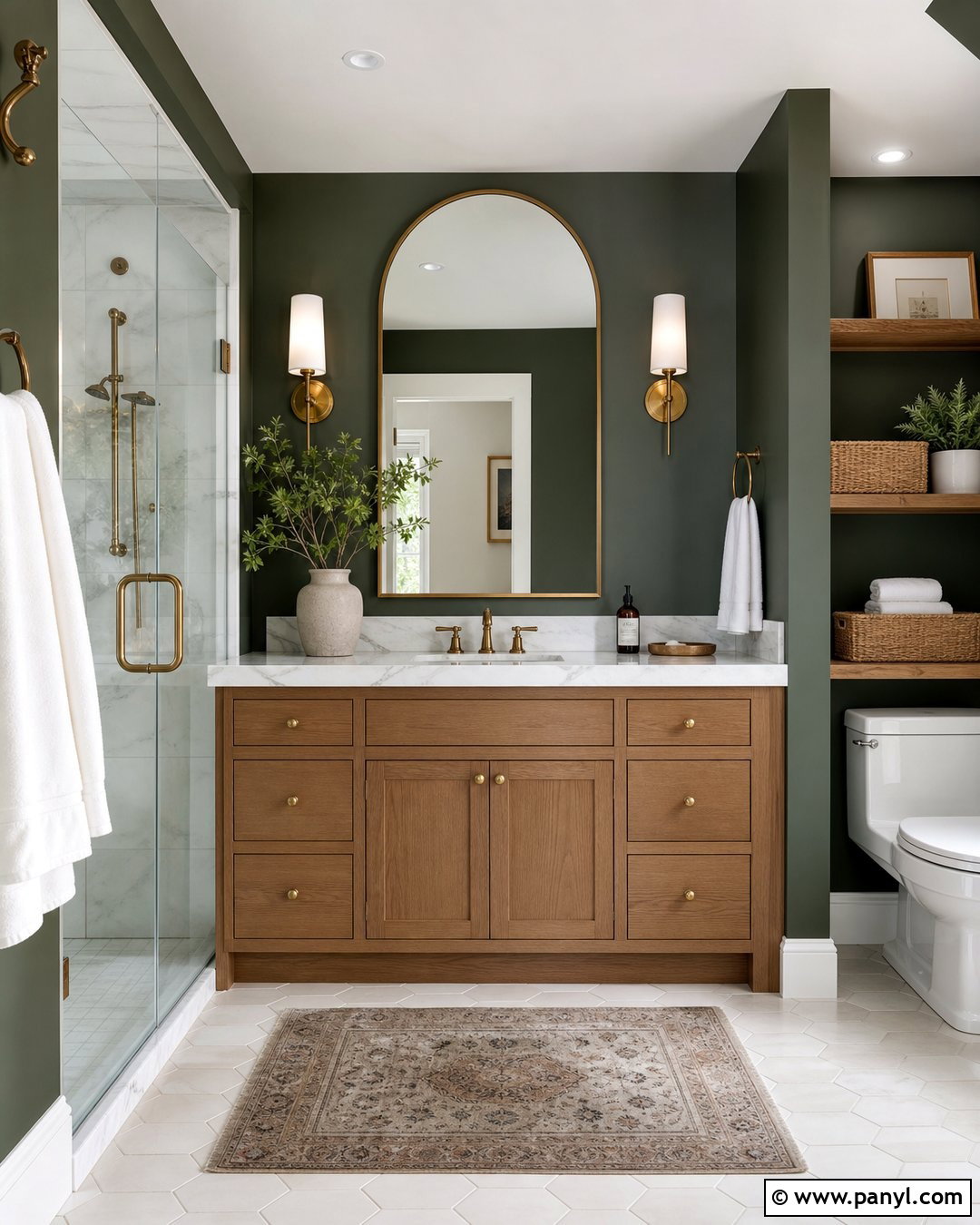 Forest Green Walls With Marble And Brass - 30 forest green walls