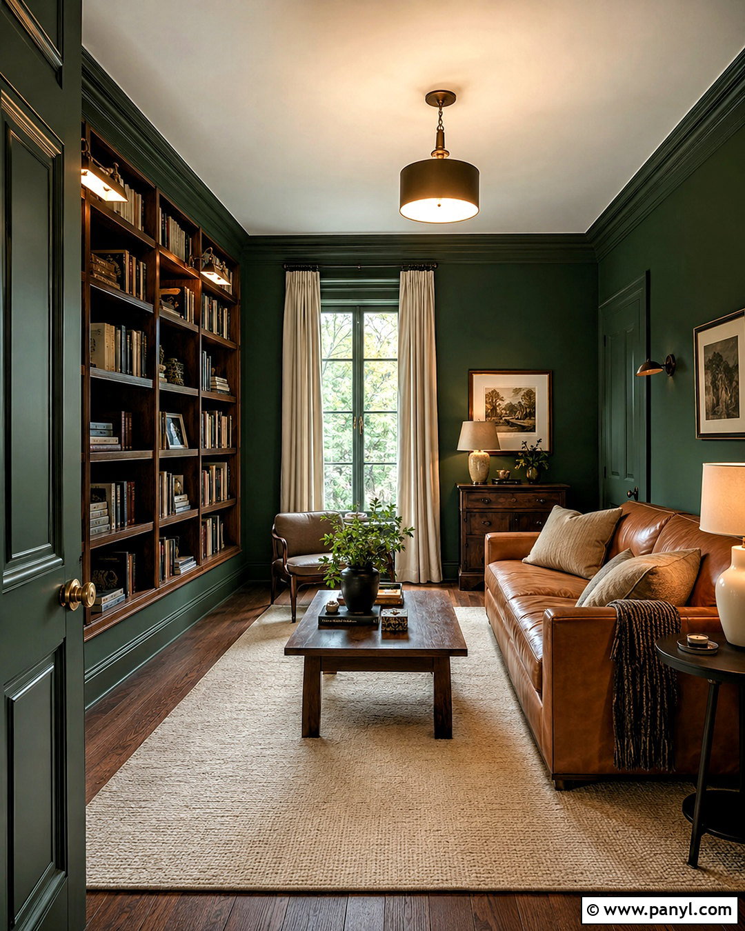 Forest Green Walls With Matching Trim And Doors - 20 Wall Trim And Door Colors