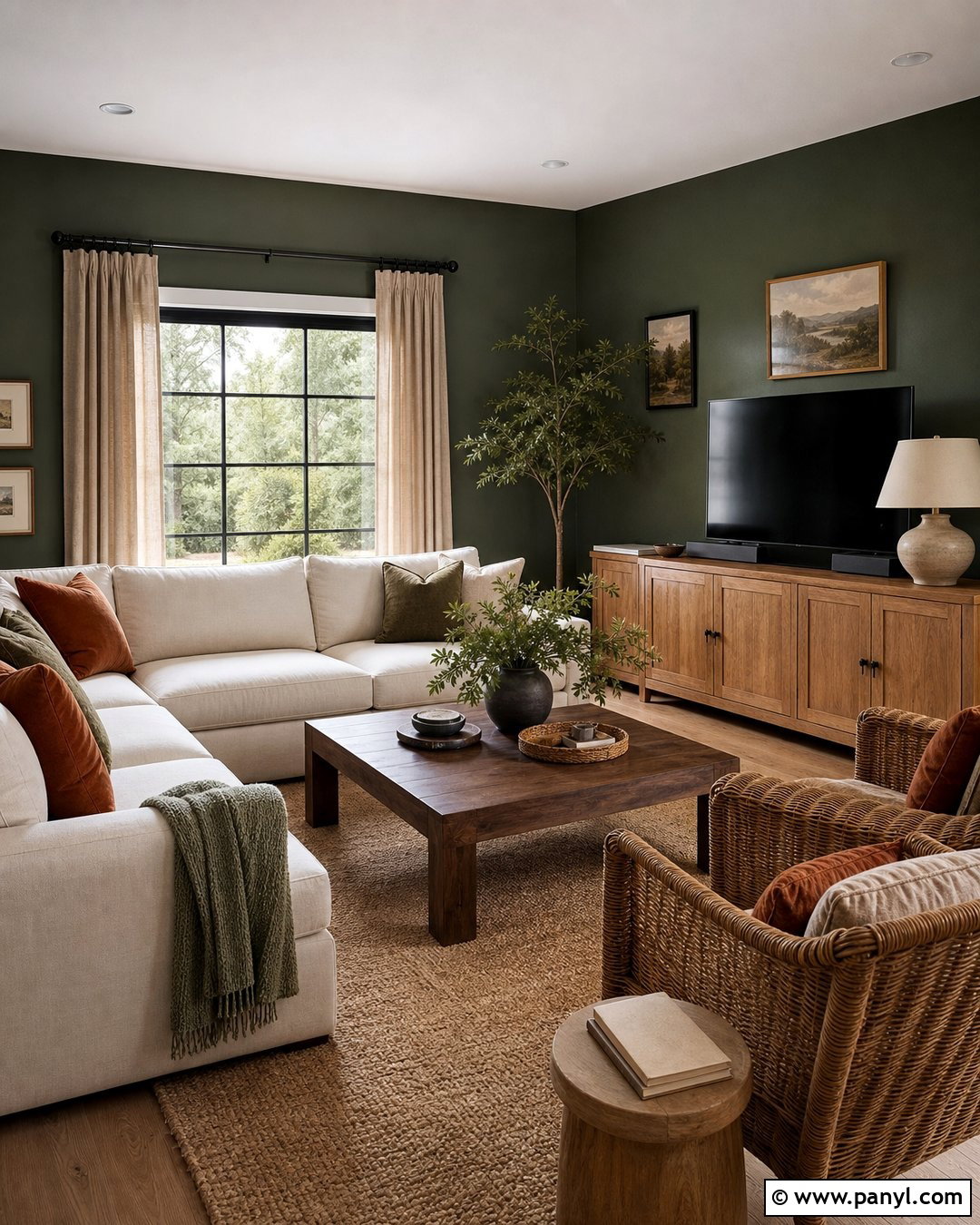 Forest Green Walls With Natural Wood - 30 forest green walls
