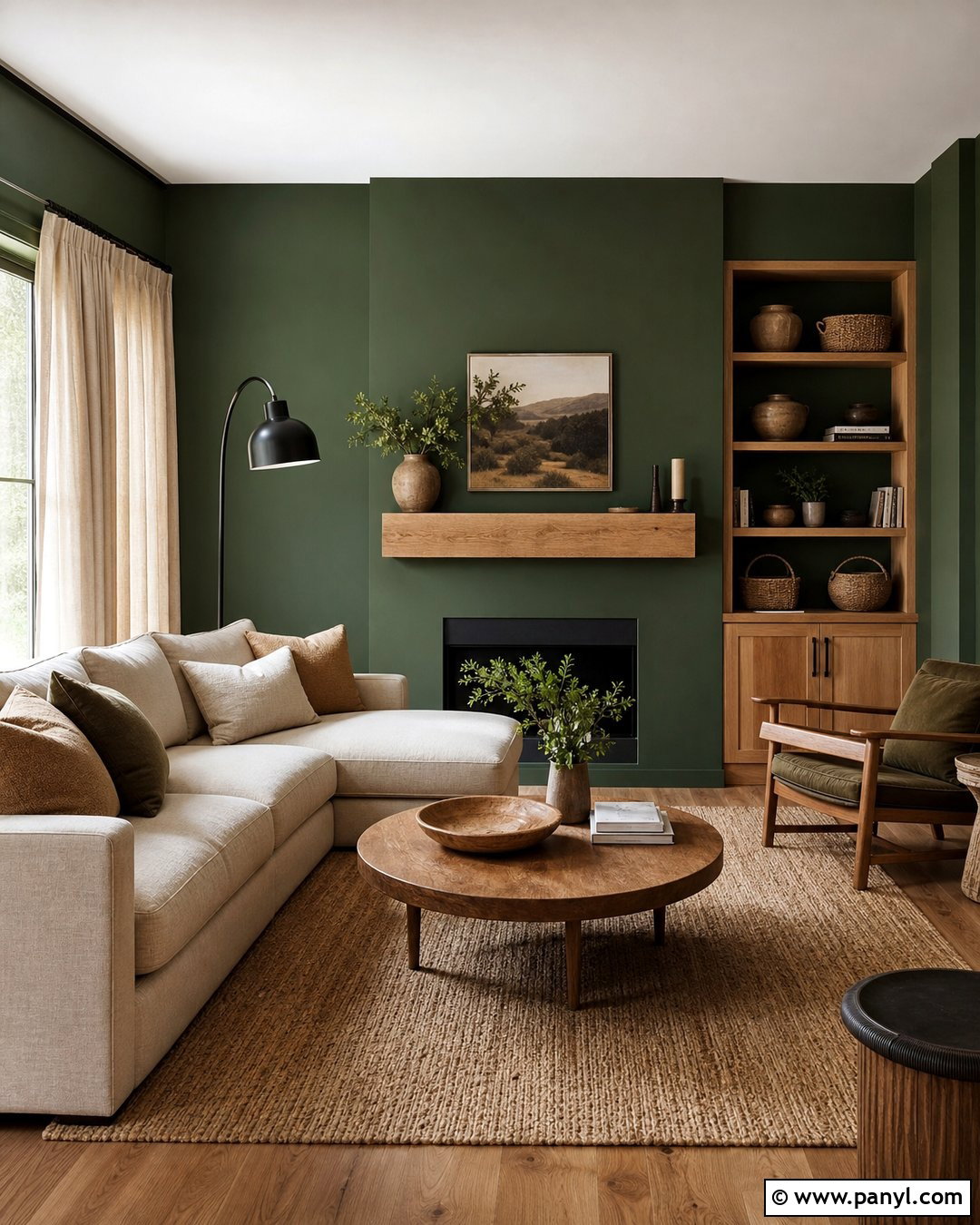 Forest Green Walls With Natural Wood - 25 Forest Green Wall Color Ideas