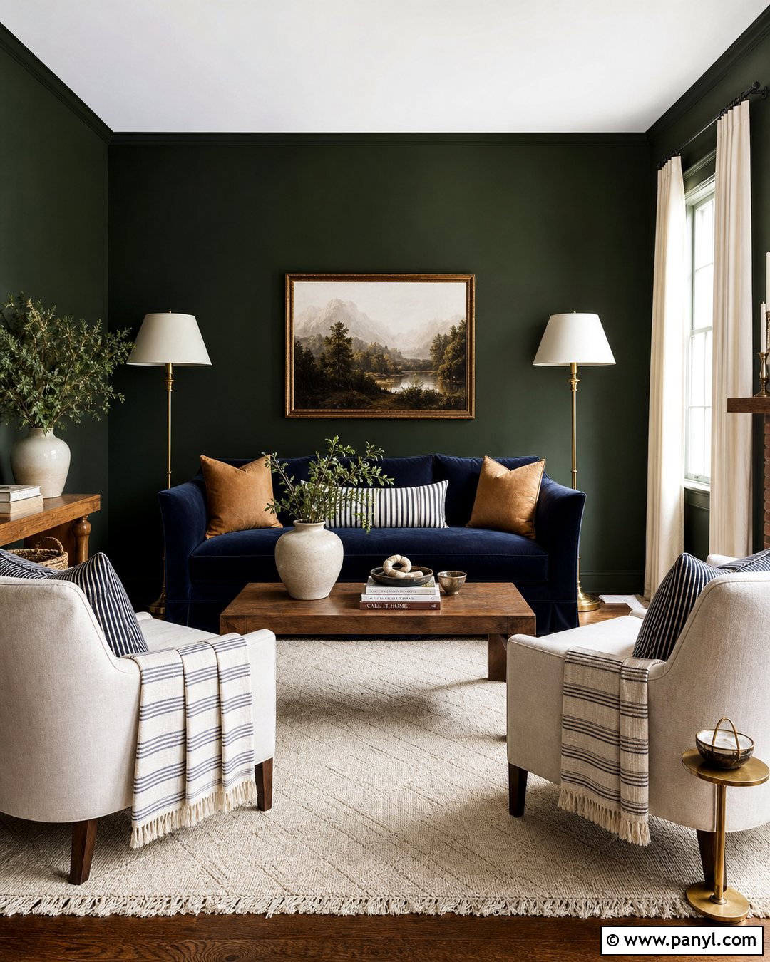 Forest Green Walls With Navy Blue - 25 Forest Green Wall Color Ideas