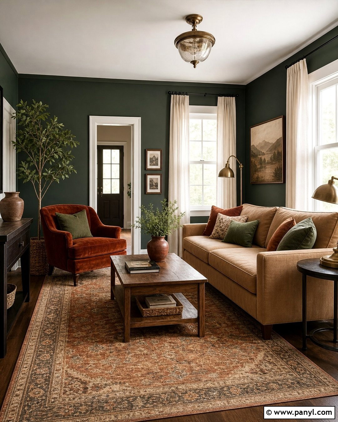 Forest Green Walls With Rust Accents - 25 Forest Green Wall Color Ideas