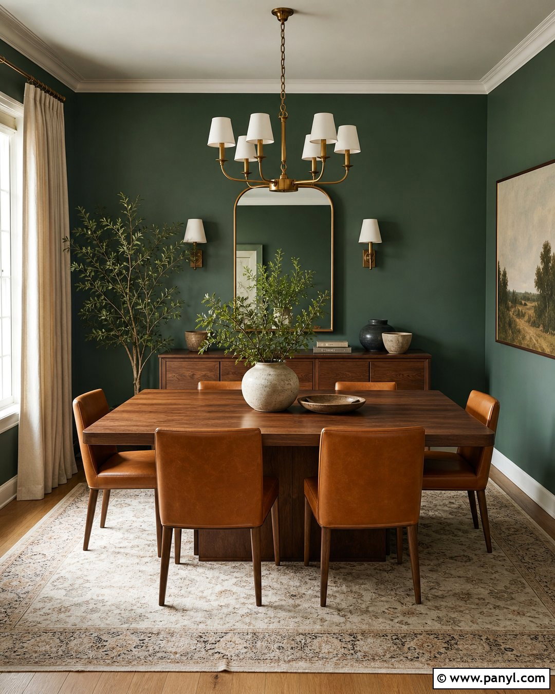 Forest Green Walls With Walnut Dining Furniture - 30 forest green walls