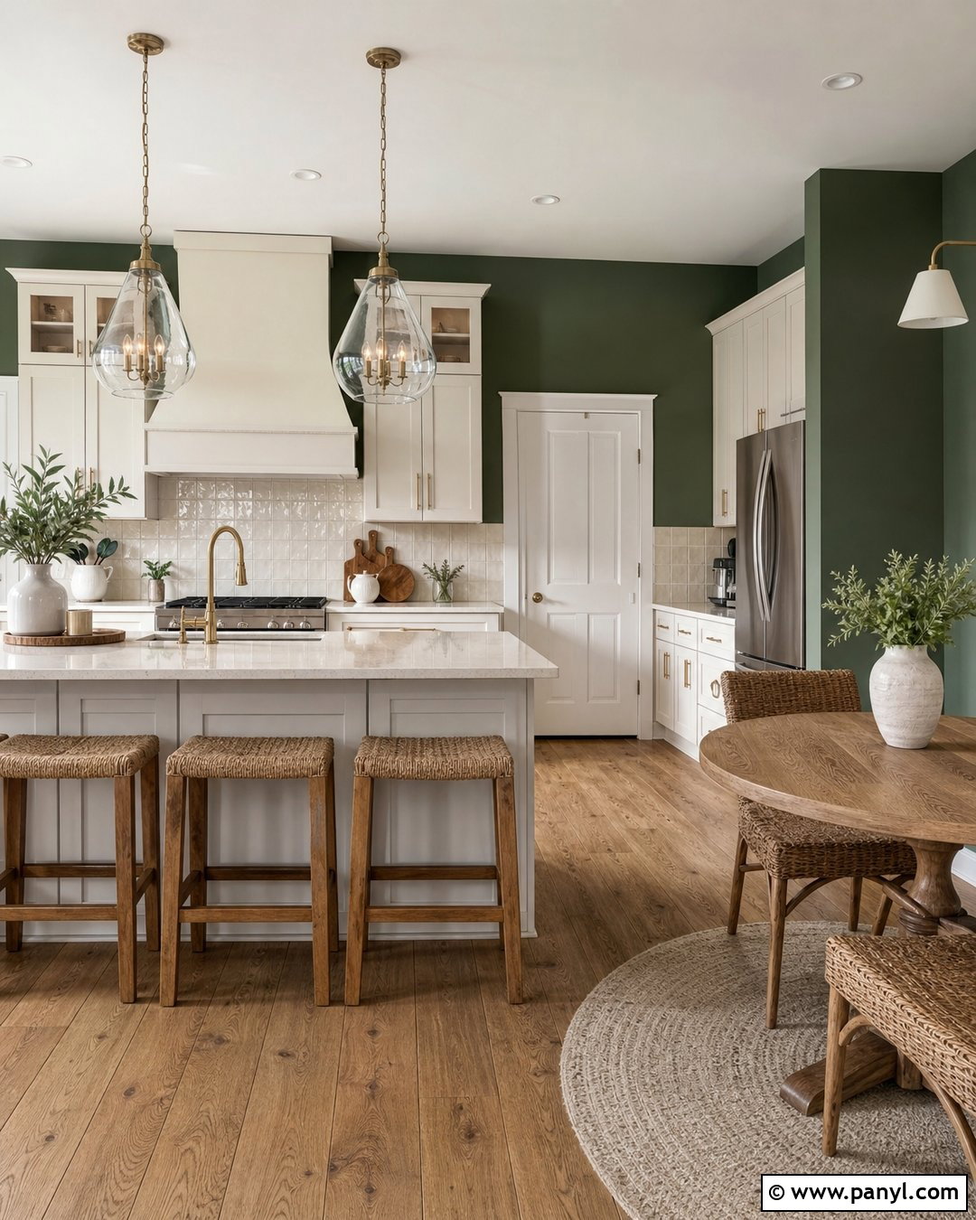 Forest Green Walls With White Kitchen Cabinets - 30 forest green walls