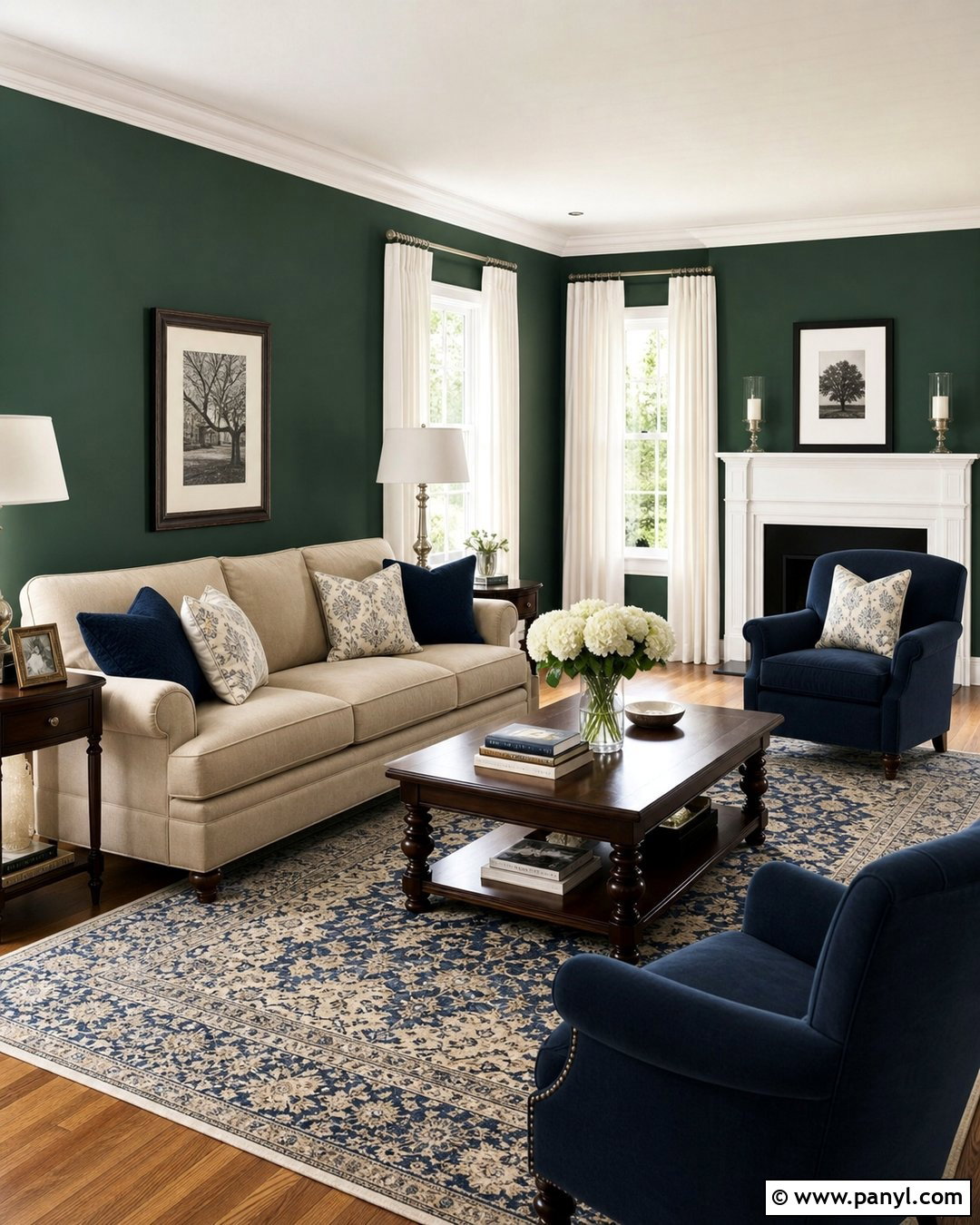 Forest Green Walls With White Trim - 25 Forest Green Wall Color Ideas