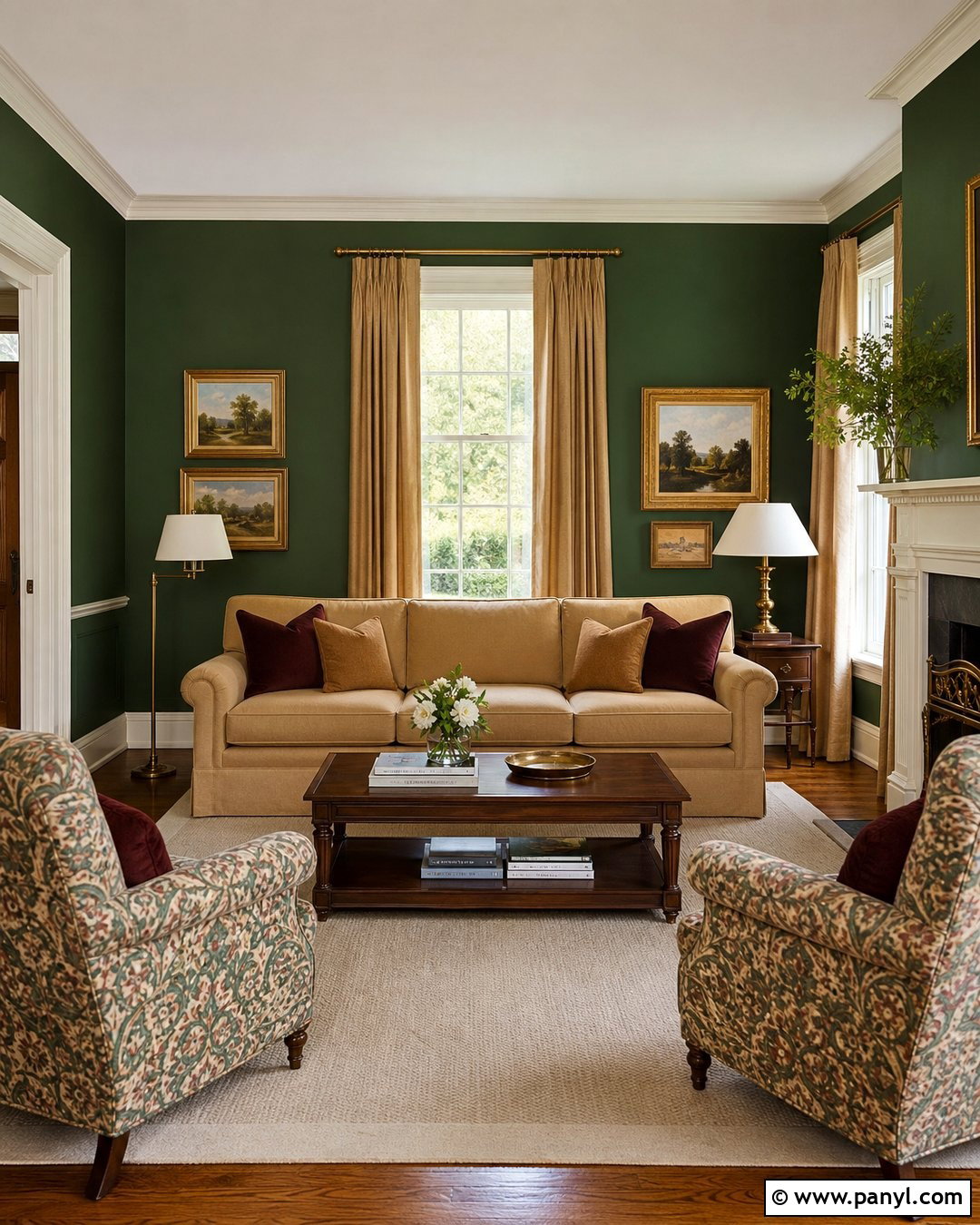 Forest Green Walls With White Trim - 30 forest green walls