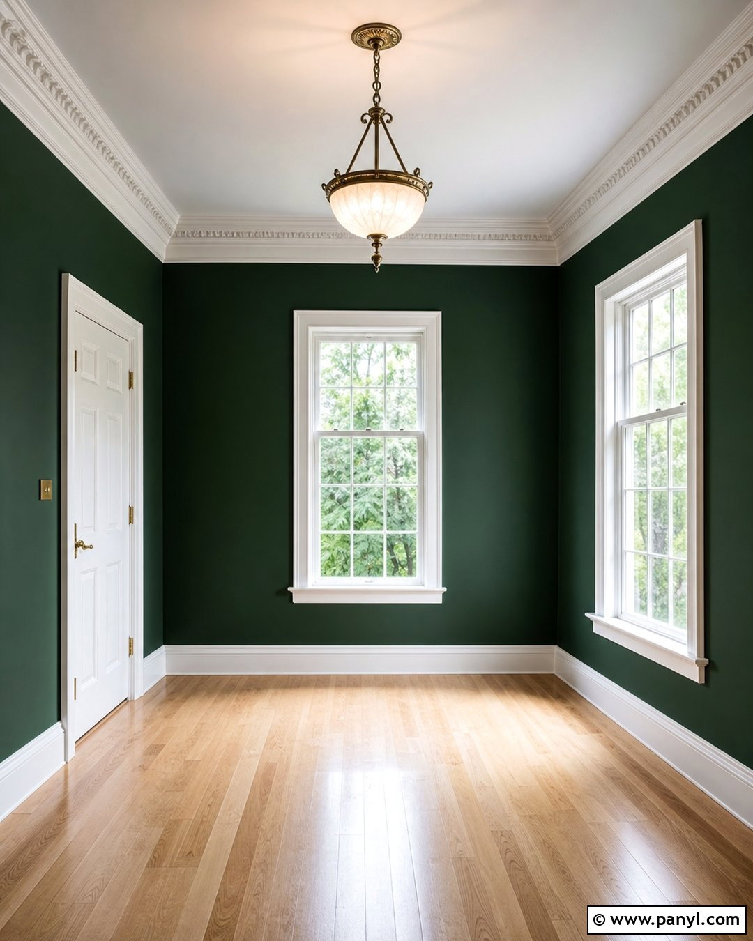 Forest Green Walls With White Trim - 20 Empty Room With Green Walls