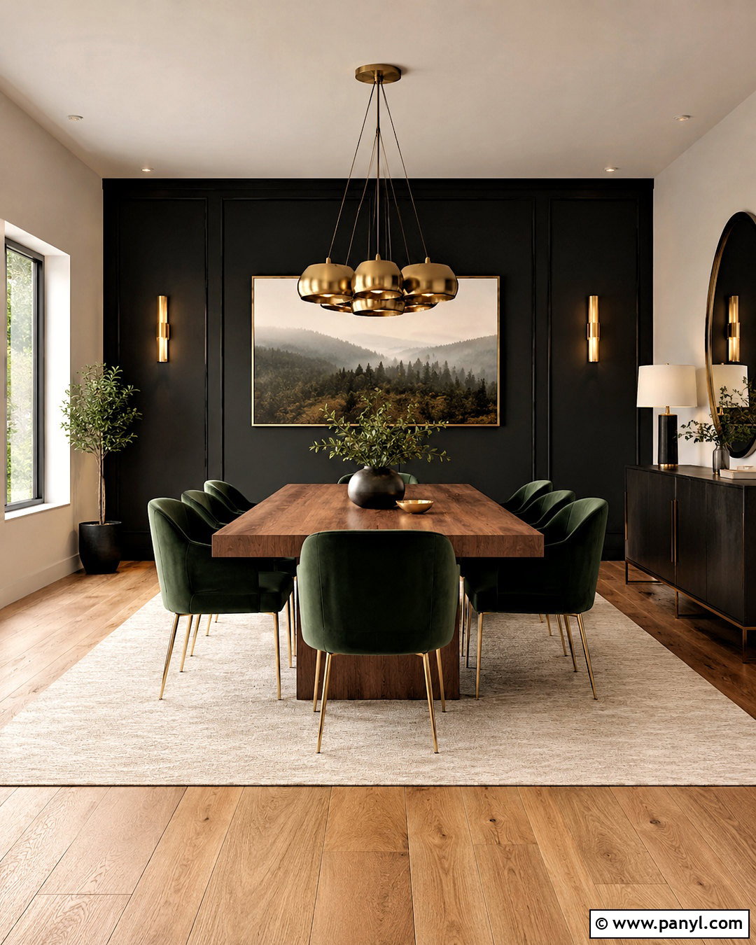 Forest Green With A Black Accent Wall - 20 What Colors Go With A Black Accent Wall Ideas