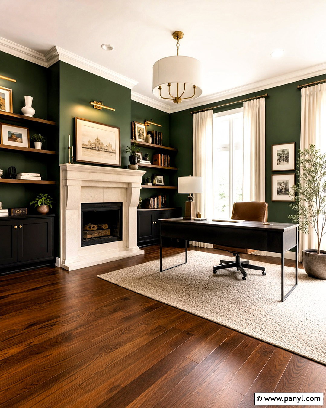 Forest Green With Cherry Wood Floors - 20 cherry wood floors color schemes