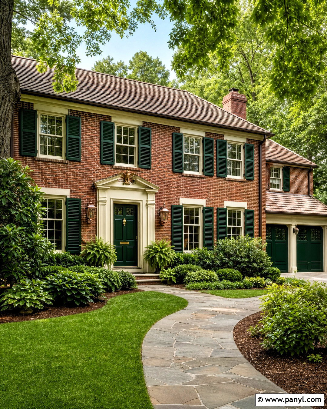 Forest Green With Red Brick - 20 colors that go with red brick ideas