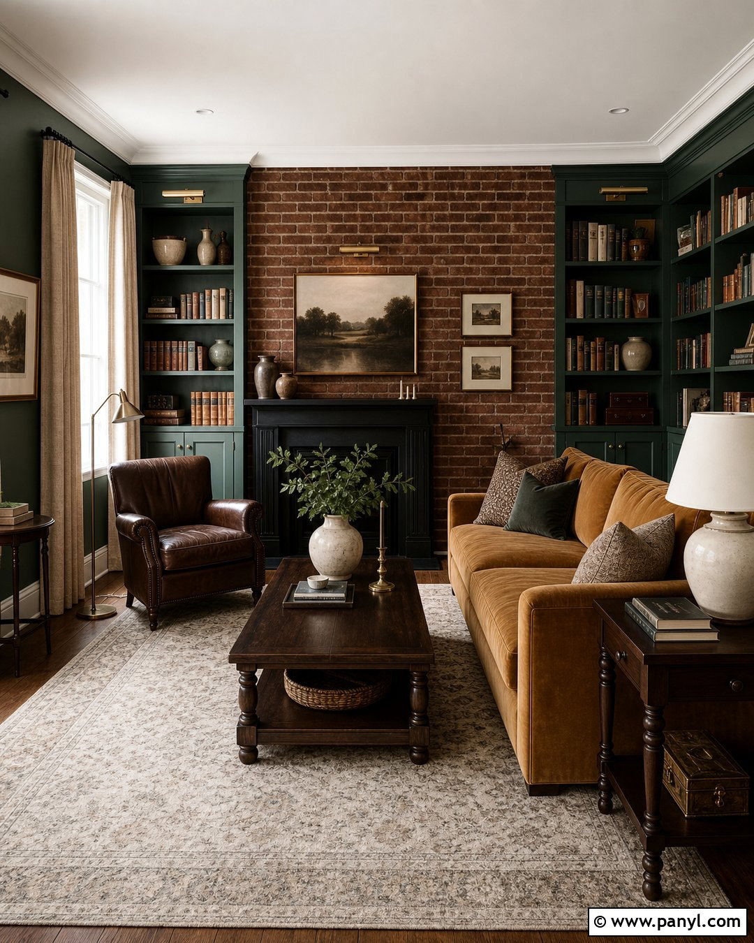 Forest Green With Red Brick Wall - 20 Brick Wall Color Matching Ideas