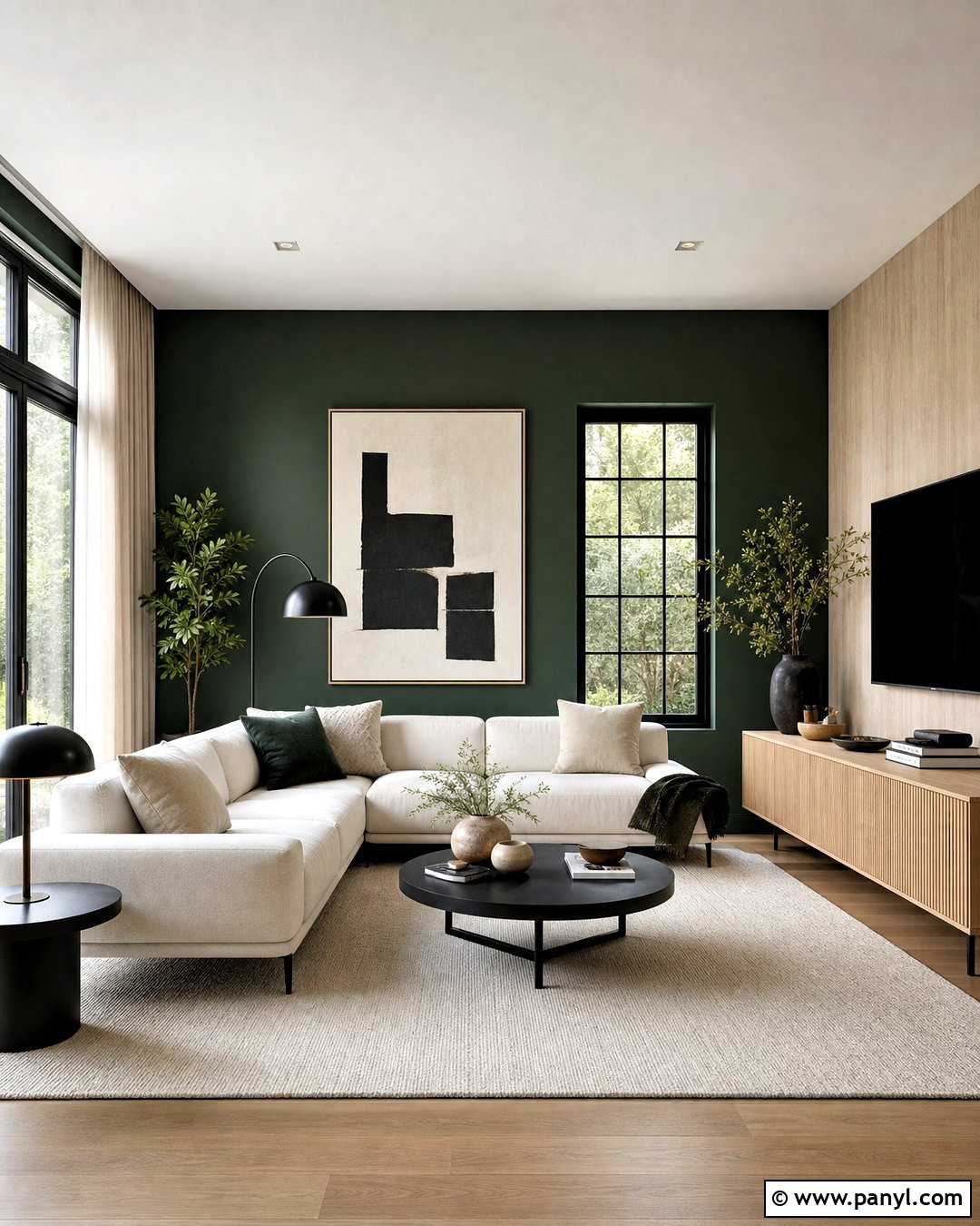 Forest Green and Black Living Room - 20 forest green living room ideas