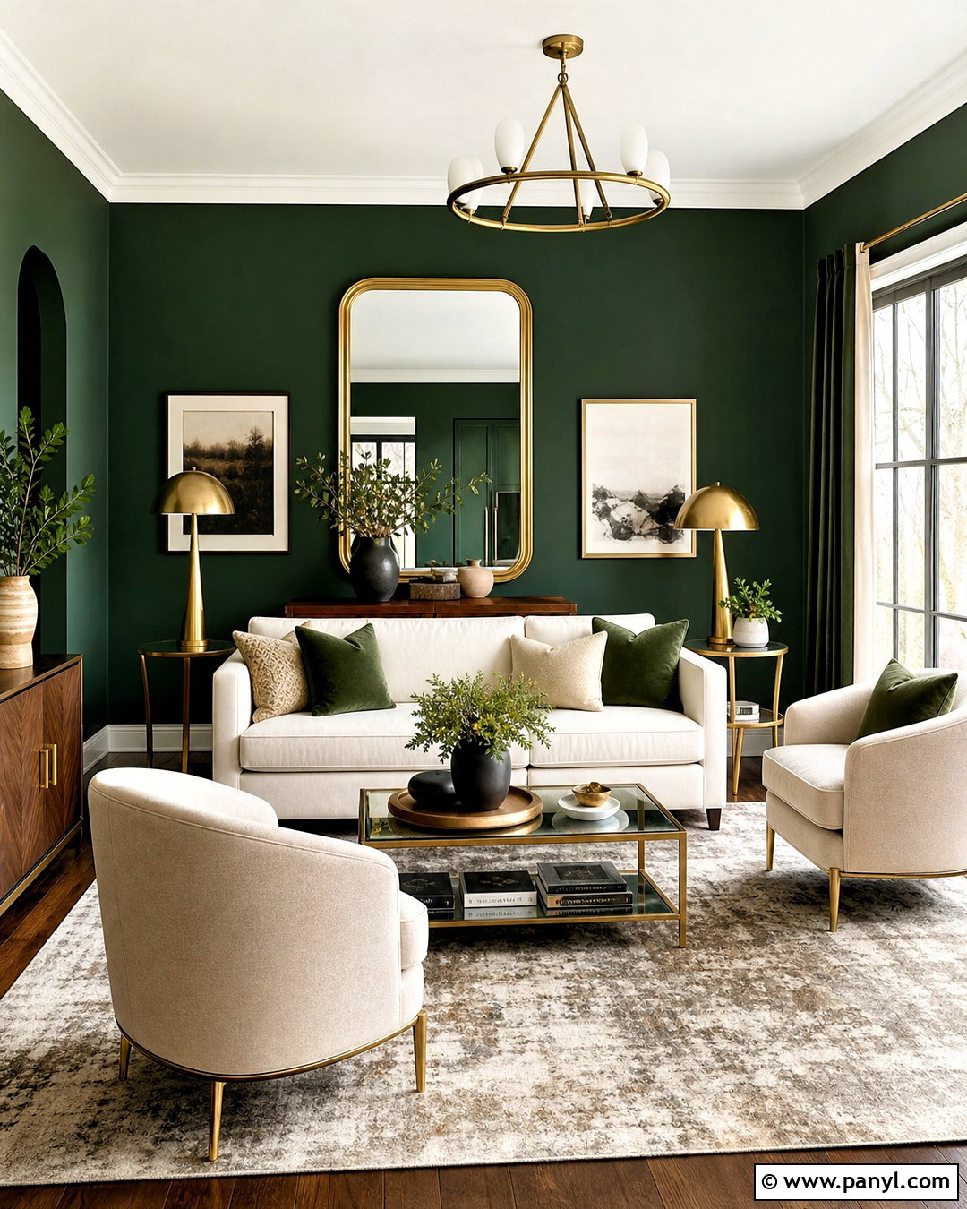Forest Green and Gold Living Room - 20 forest green living room ideas