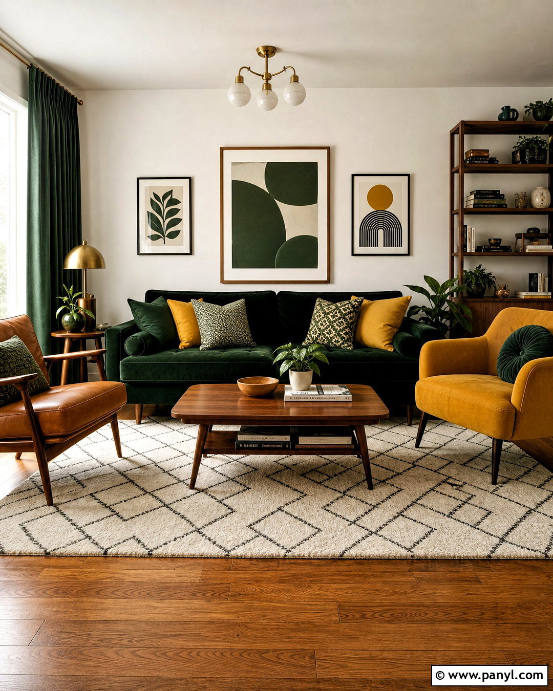 Forest Green and Mustard Living Room - 20 forest green living room ideas