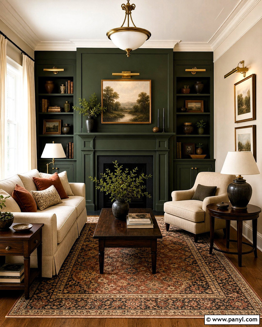 Forest Green and Parchment Walls - 20 wall color combination ideas