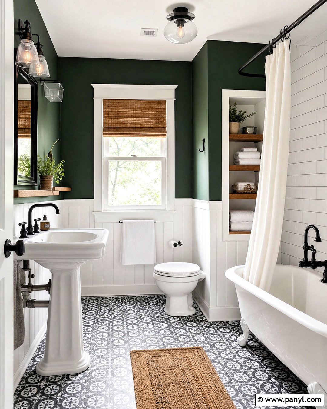 Forest Green and White Bathroom - 20 green and white bathroom ideas