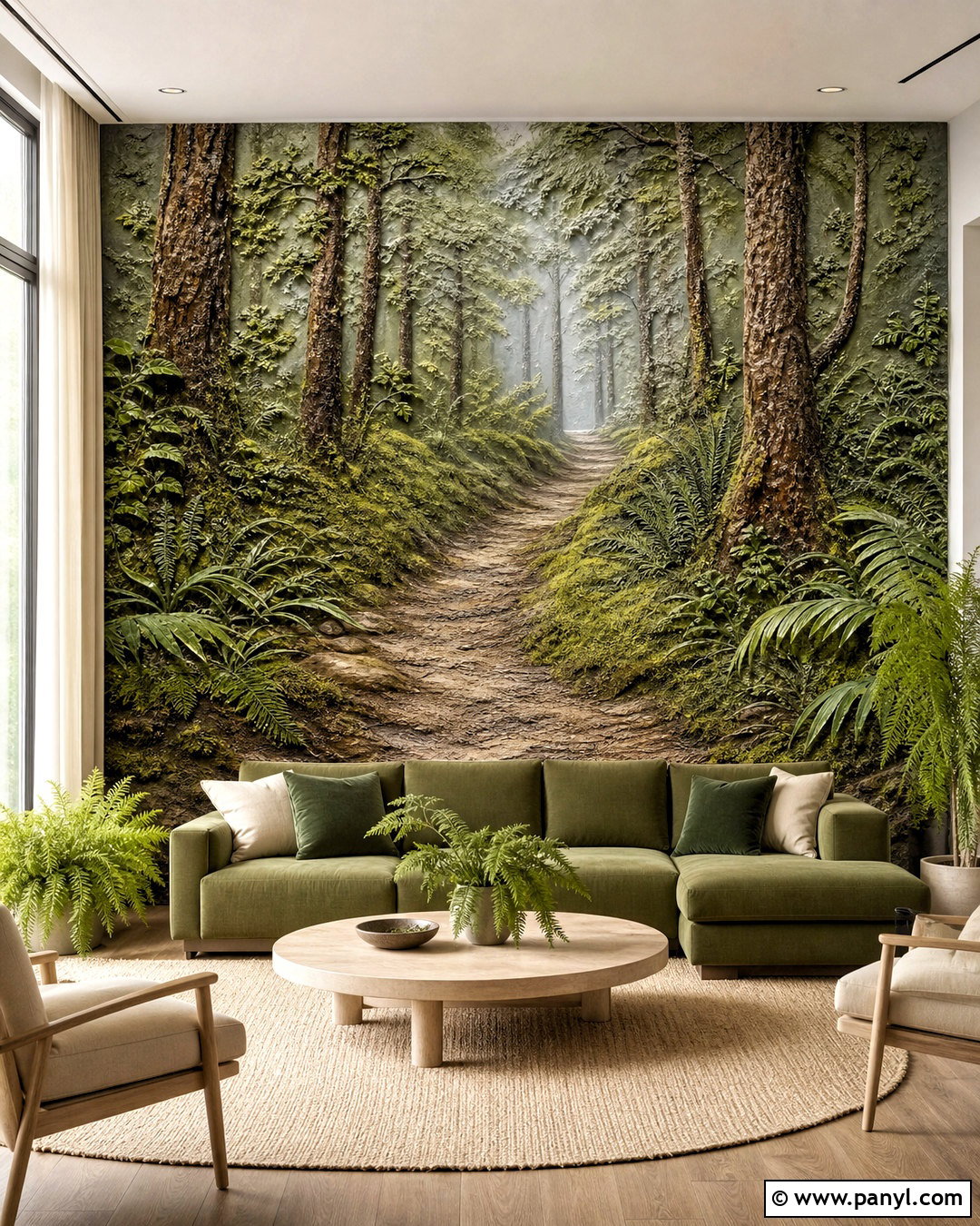 Forest Path 3D Wall Painting - 20 3d wall painting ideas living rooms