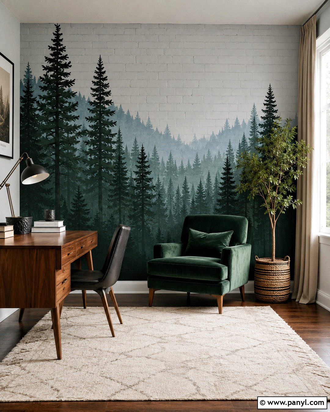 Forest Silhouette Brick Wall Mural - 20 painting on brick wall ideas