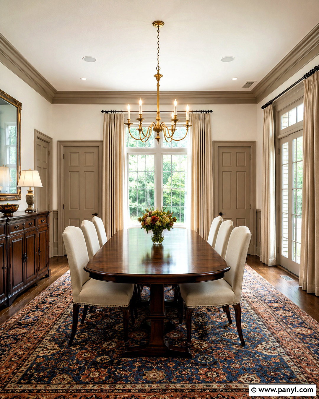 Formal Dining Room With Taupe Trim - 35 Taupe Trim White Walls