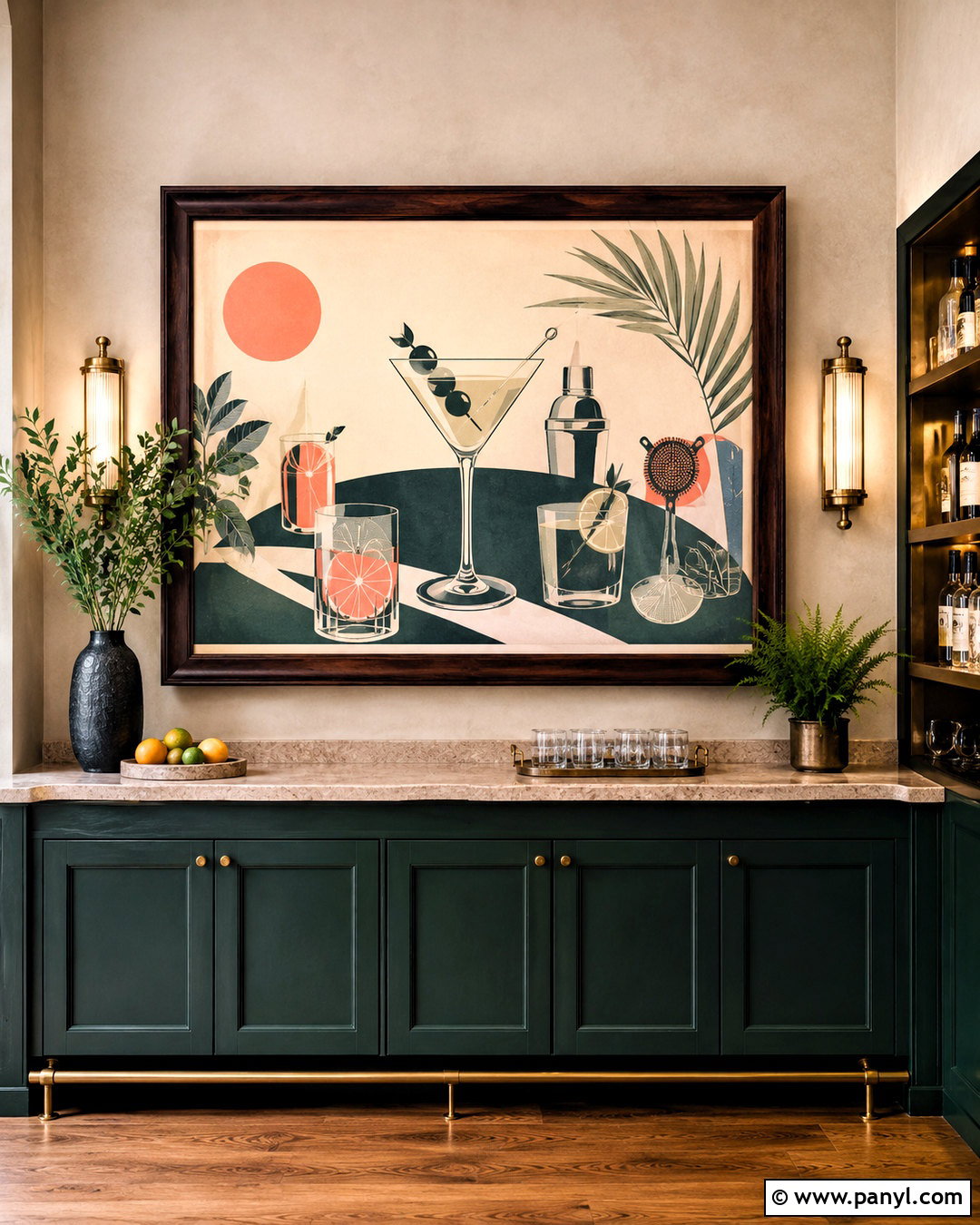 Framed Cocktail Menu Wall - 20 cocktail wall ideas