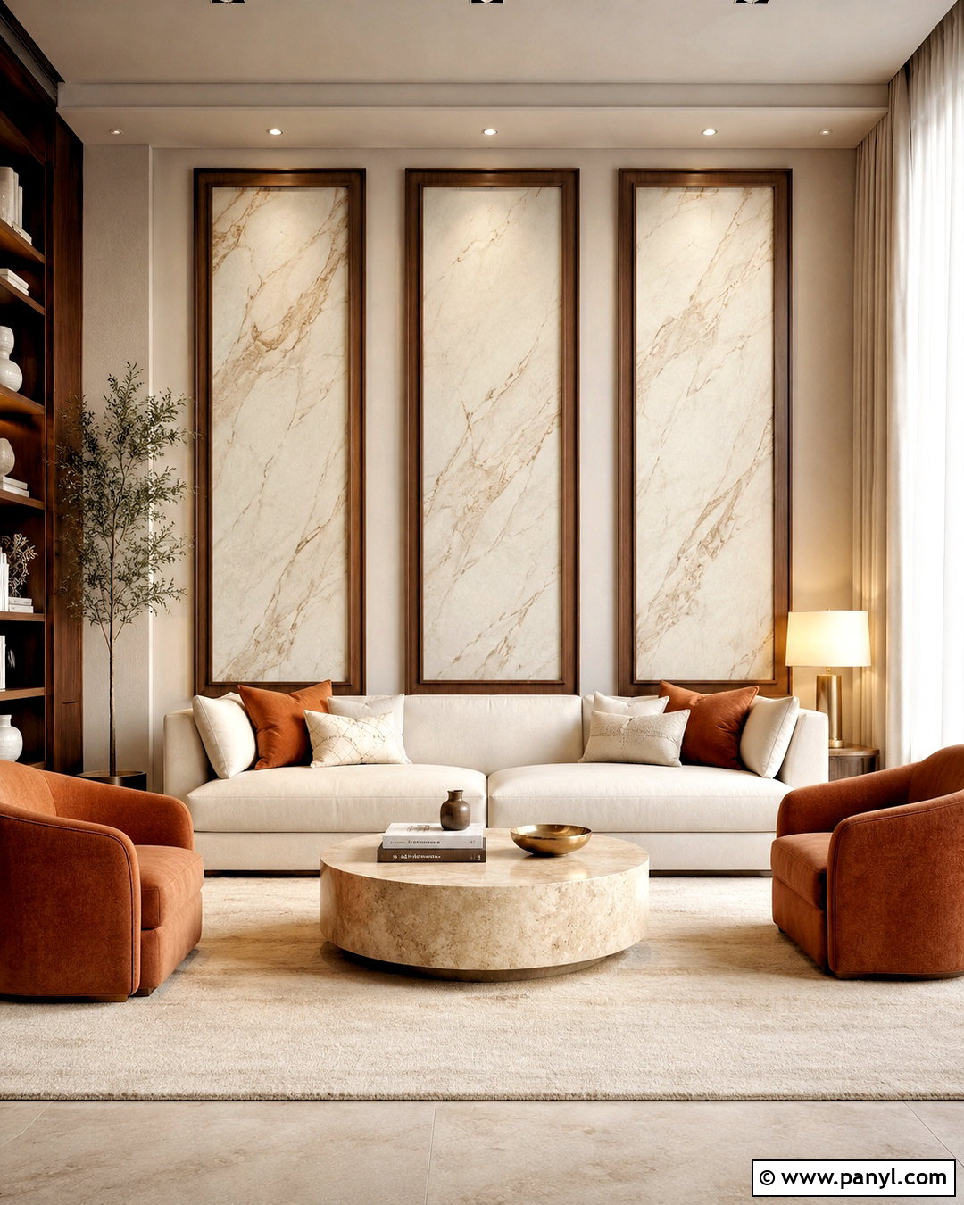 Framed Marble Living Room Panels - 20 marble wall decor ideas