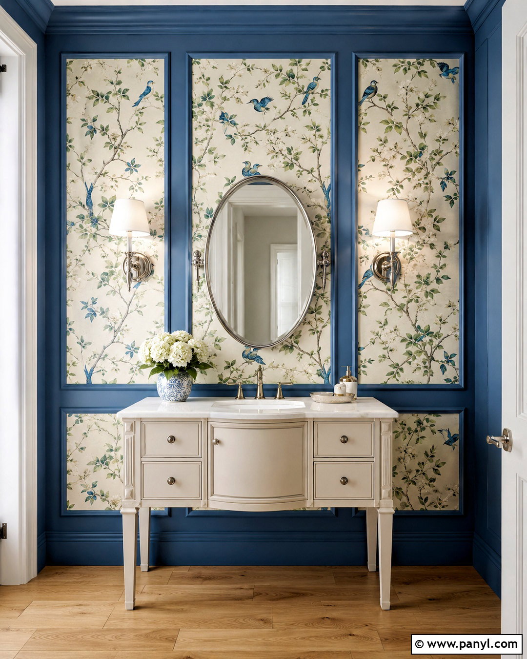 Framed Wallpaper Powder Room Accent Wall - 20 powder room accent wall ideas