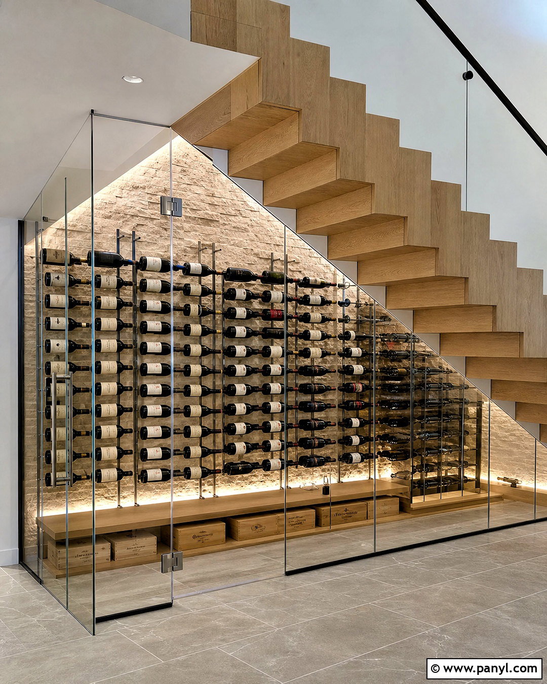 Frameless Glass Under Stairs Wine Cellar - 20 under stairs wine cellar modern ideas