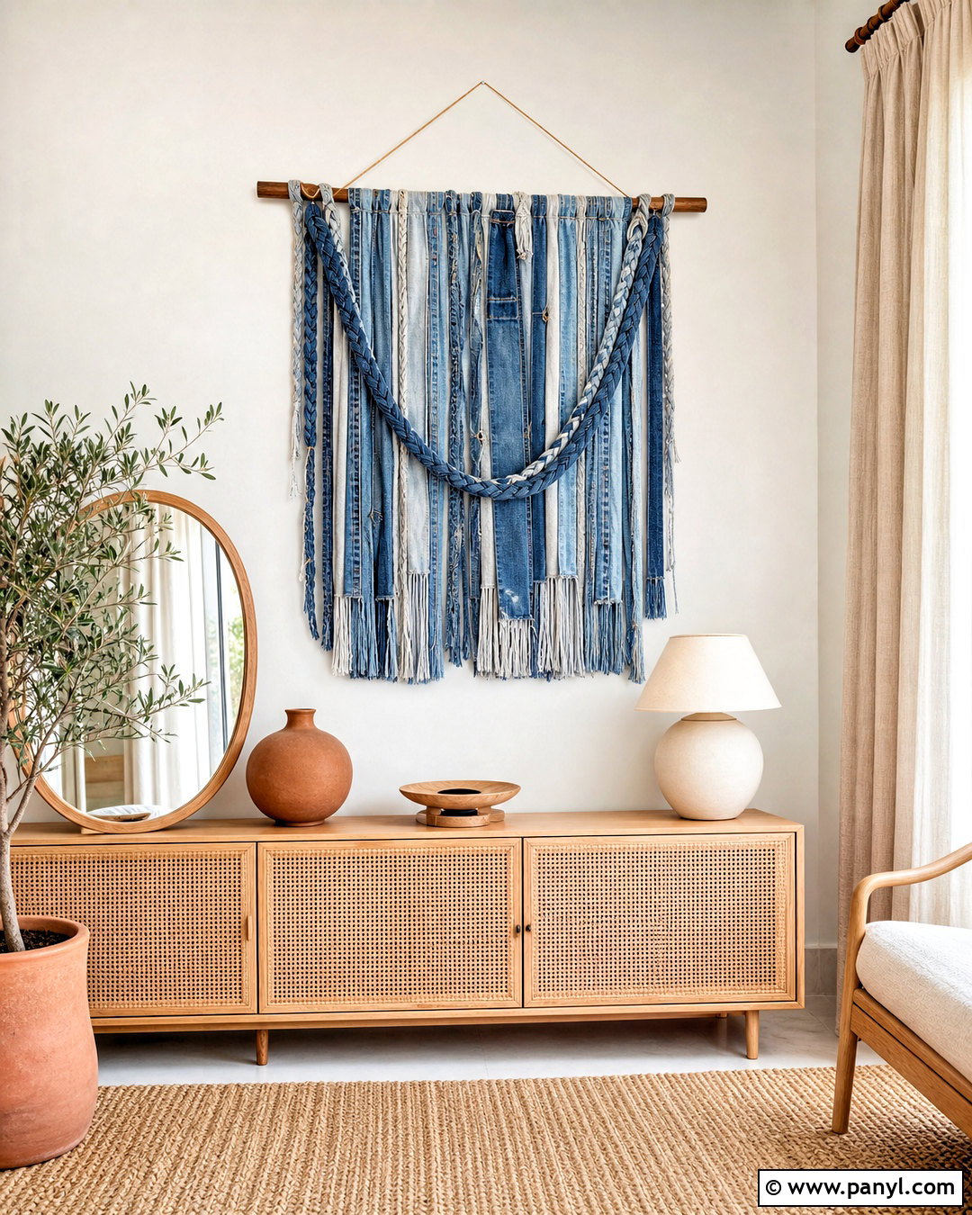Frayed Denim Wall Hanging - 20 jeans wall ideas