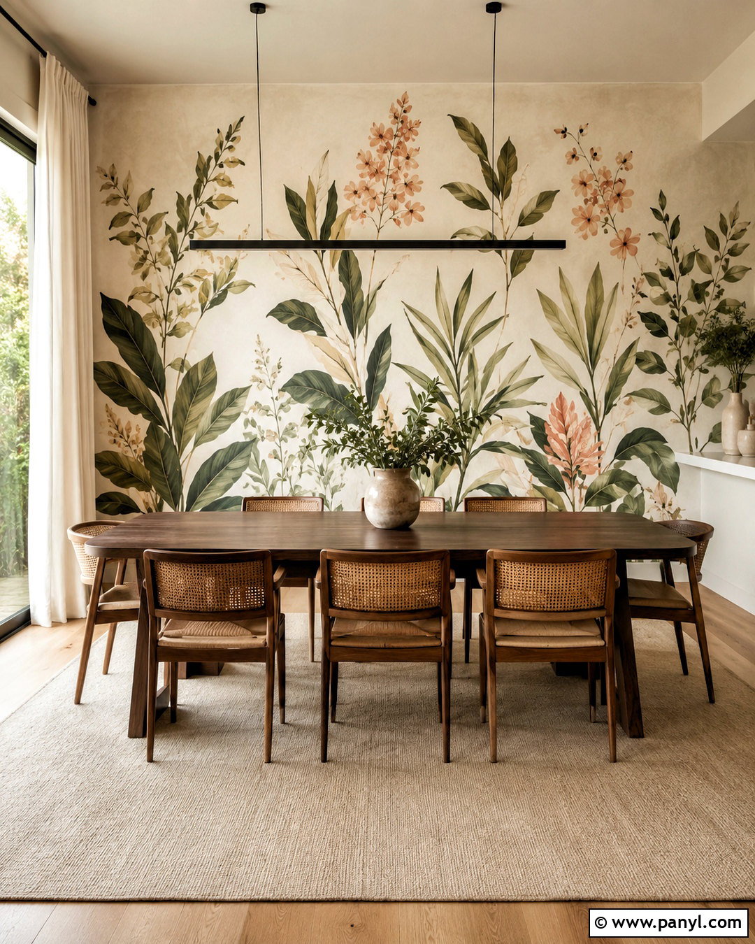 Freehand Botanical Accent Wall - 20 diy accent wall ideas painted ideas