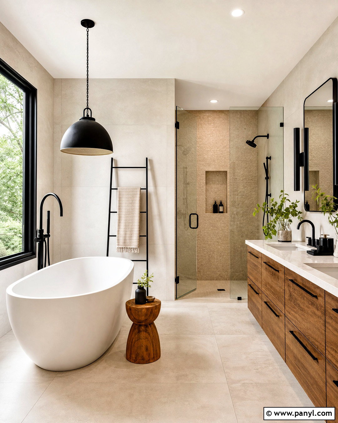 Freestanding Tub Bathroom With Black Accents - 20 bathroom with black accents
