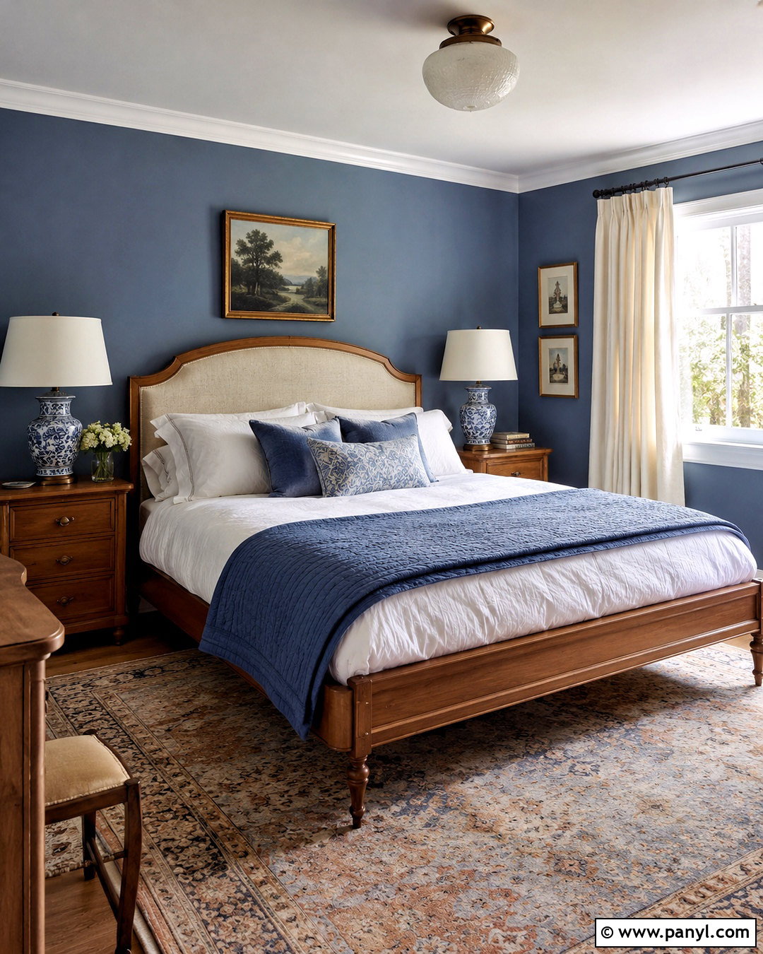 French Blue And Warm Brown Guest Room - 20 brown and blue color palette ideas