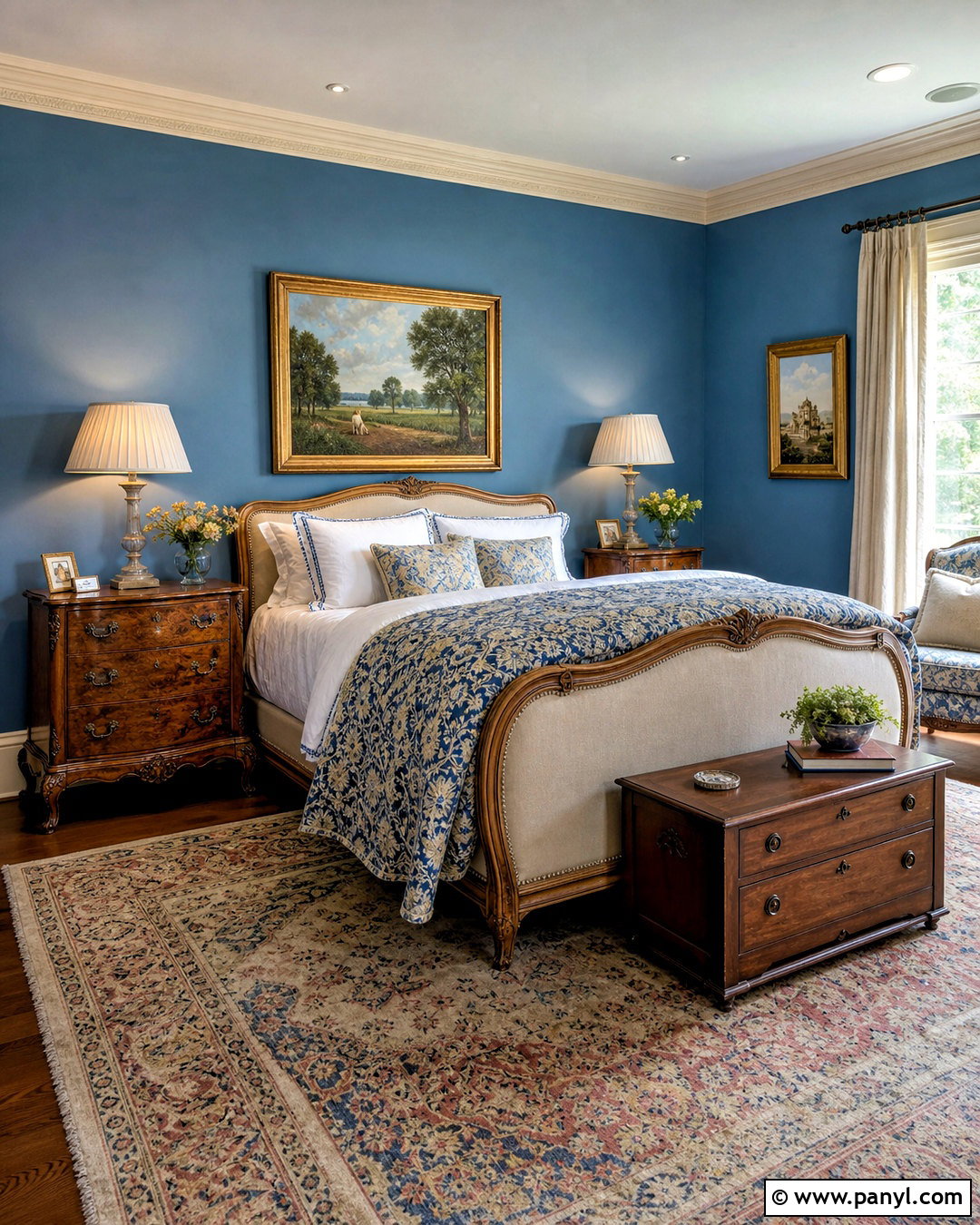 French Blue Bedroom With Traditional Decor - 20 blue paint bedroom ideas