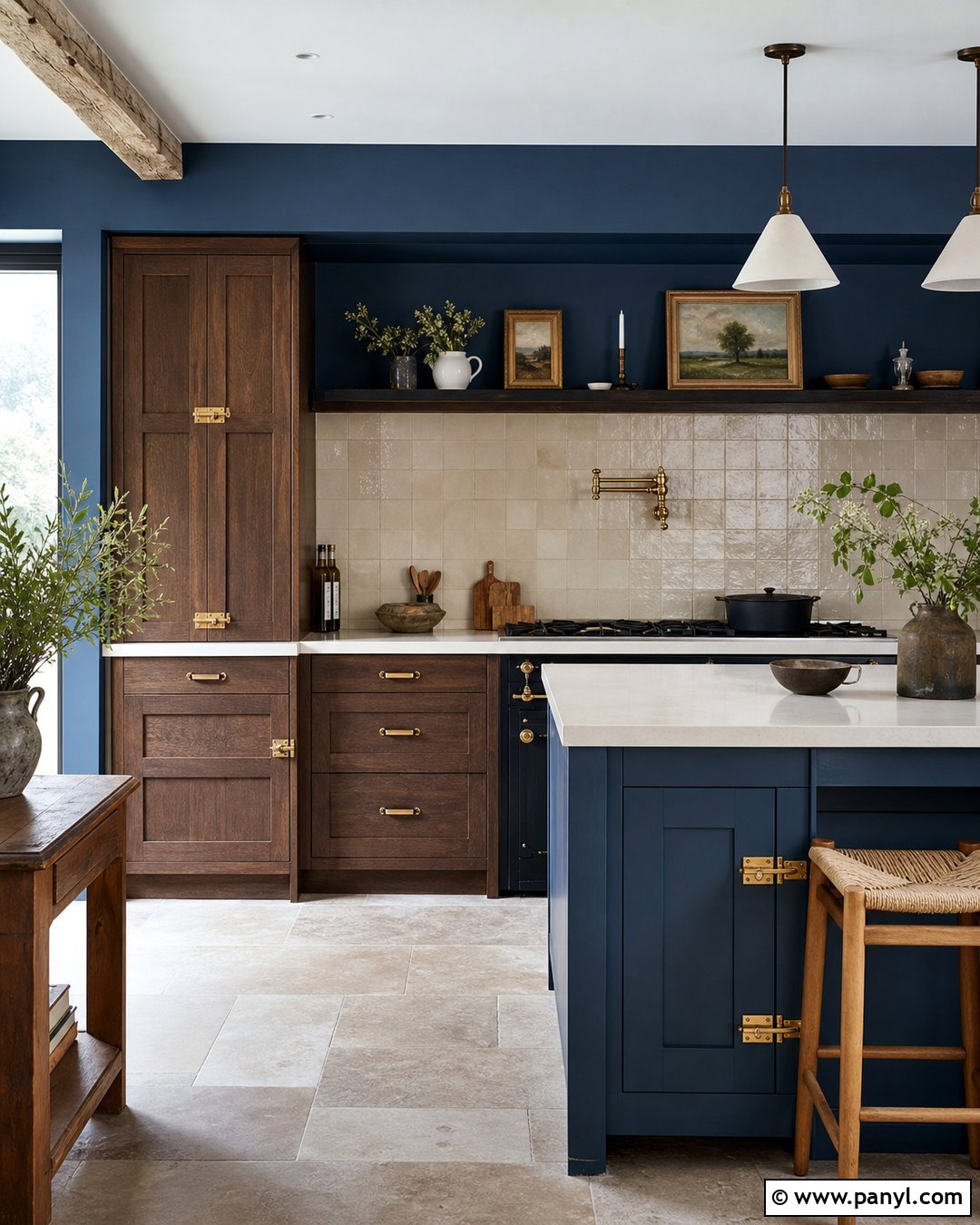 French Blue Kitchen Walls With Dark Oak Cabinets - 20 Blue Kitchen Walls With Dark Cabinets