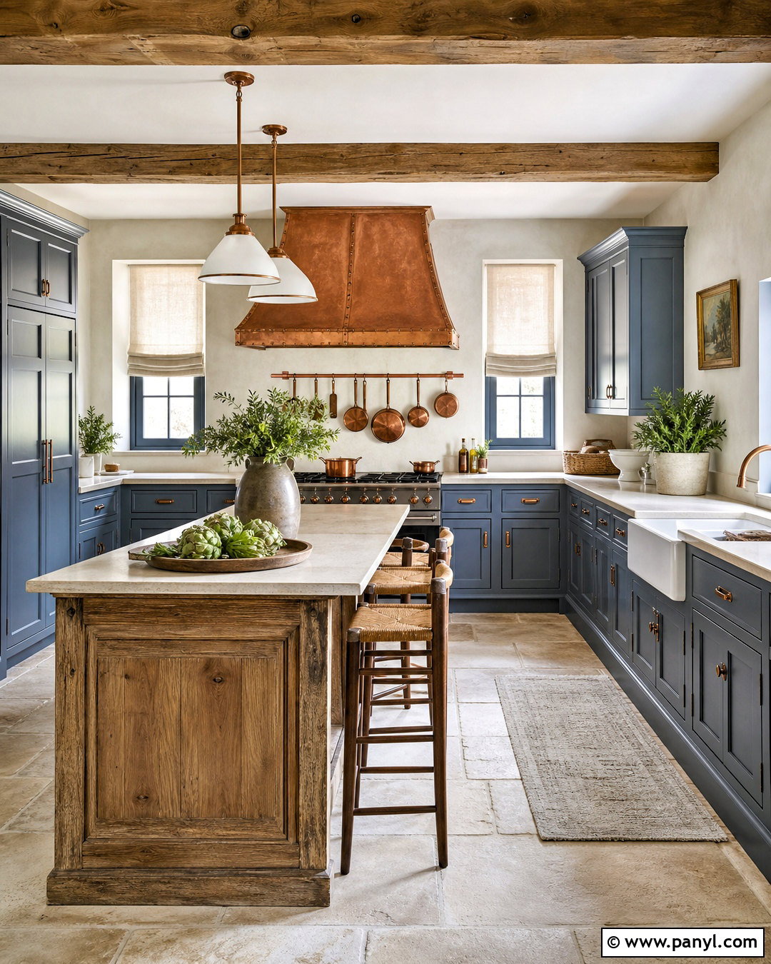 French Blue Kitchen With Copper Accents - 20 french blue kitchen ideas