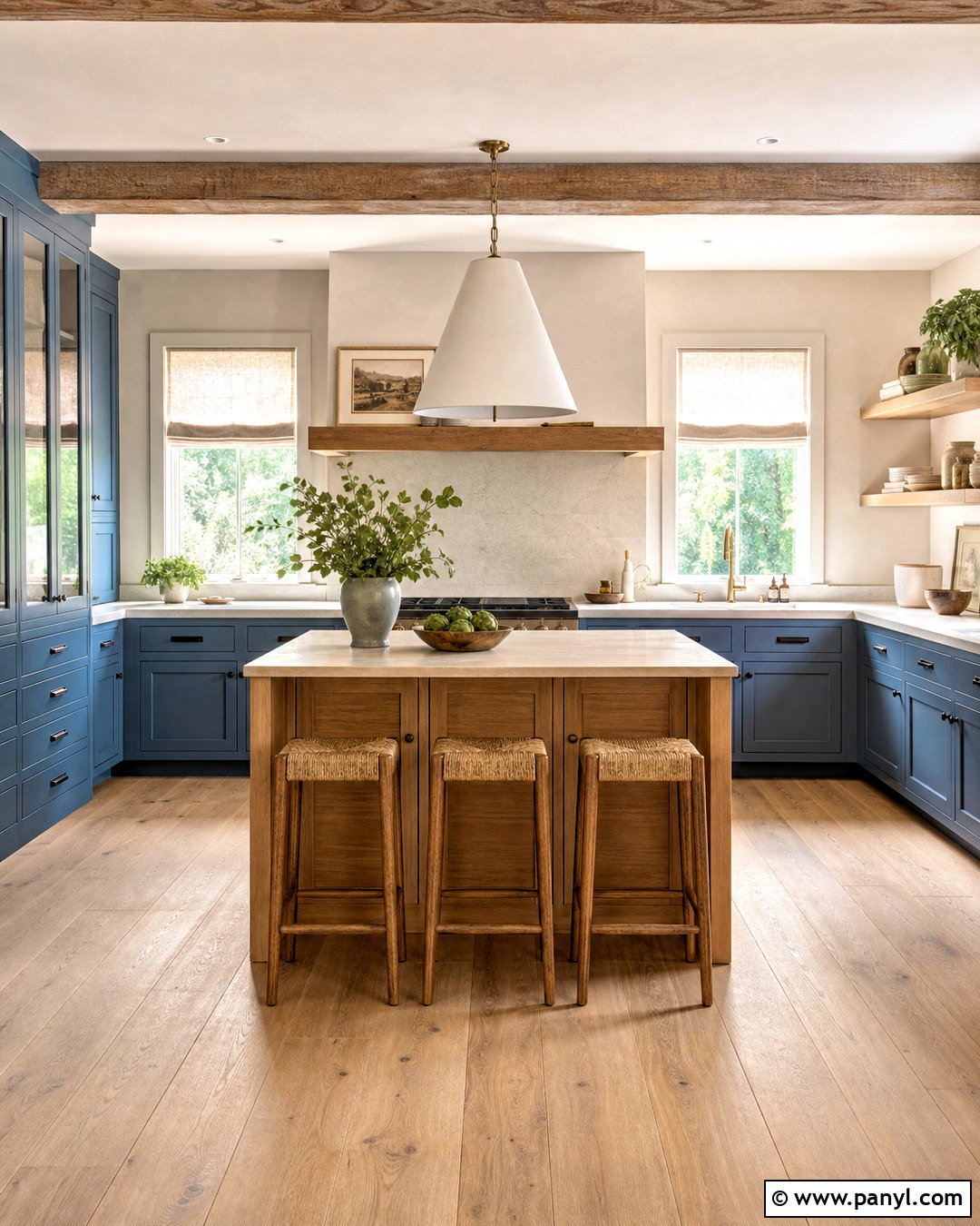 French Blue Kitchen With Natural Oak - 20 french blue kitchen ideas