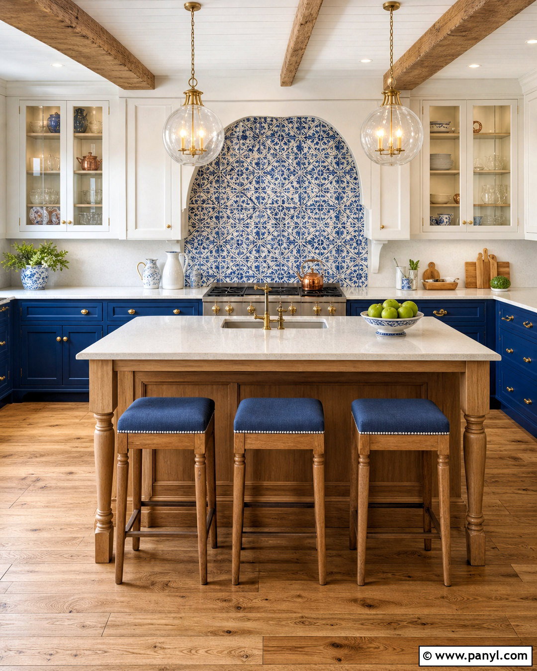 French Blue Kitchen With Patterned Tile - 20 french blue kitchen ideas