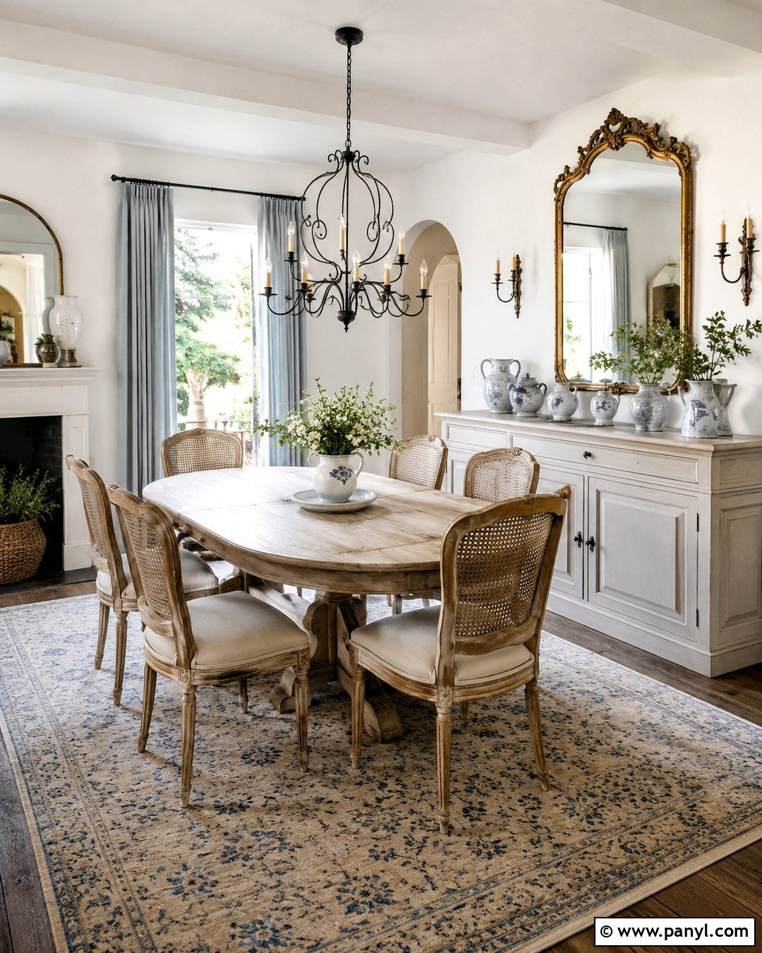 French Country White Wall Dining Area - 20 White Wall Dining Area Ideas