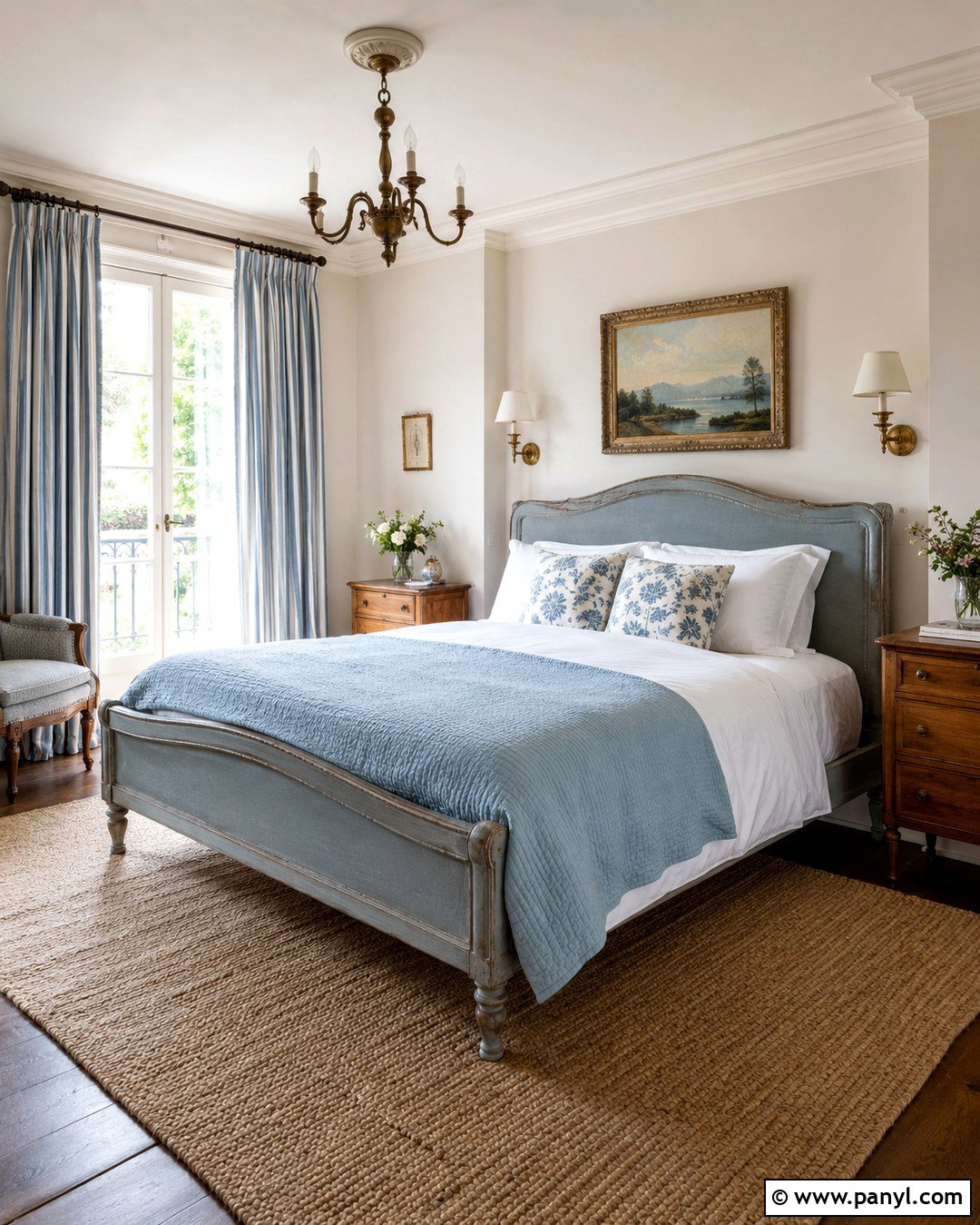 French White Bedroom With Soft Blue Accents - 20 French White Wall Color Ideas
